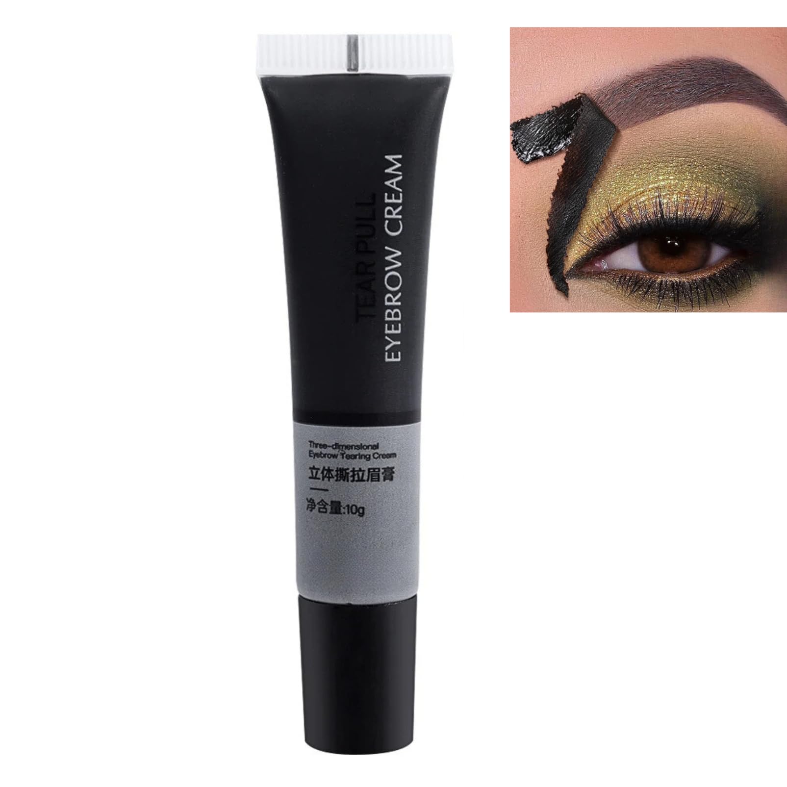 TBeautfaveEyebrow Tint Tattoo Peel Off, Eyebrow Gel Tearing Tattoo Semi-permanent Tint Wand, Tattoo Brow Gel Eyebrow Pomade Makeup Waterproof Long Lasting, Smooth & Natural Colour Rendering (Black)