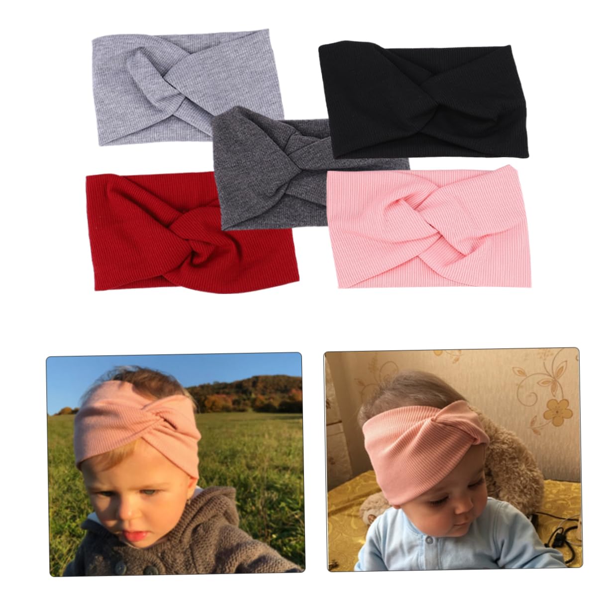 FRCOLOR 15 fasce per capelli in nylon per bambine e bambine, con nodi, accessori per capelli per bambini