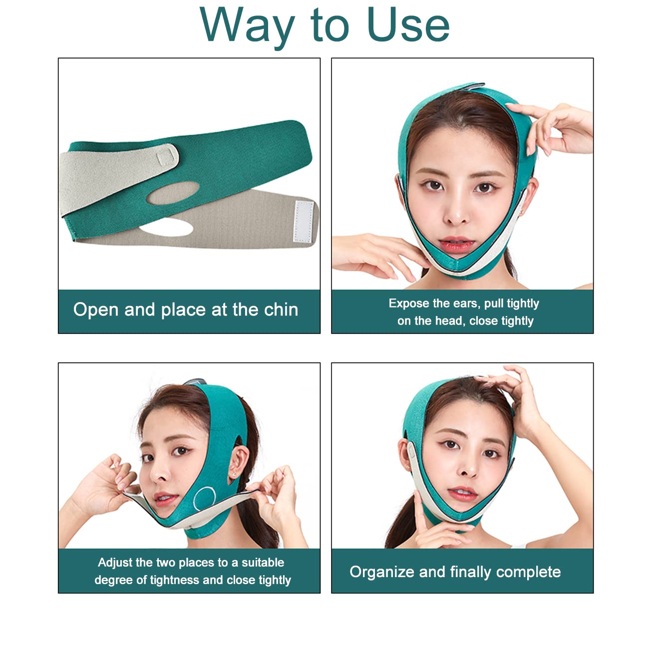 Double Chin Reducer, Ksndurn Green Face Slimmer - Reusable Face Slimming Strap/V Line Lifting Mask 1
