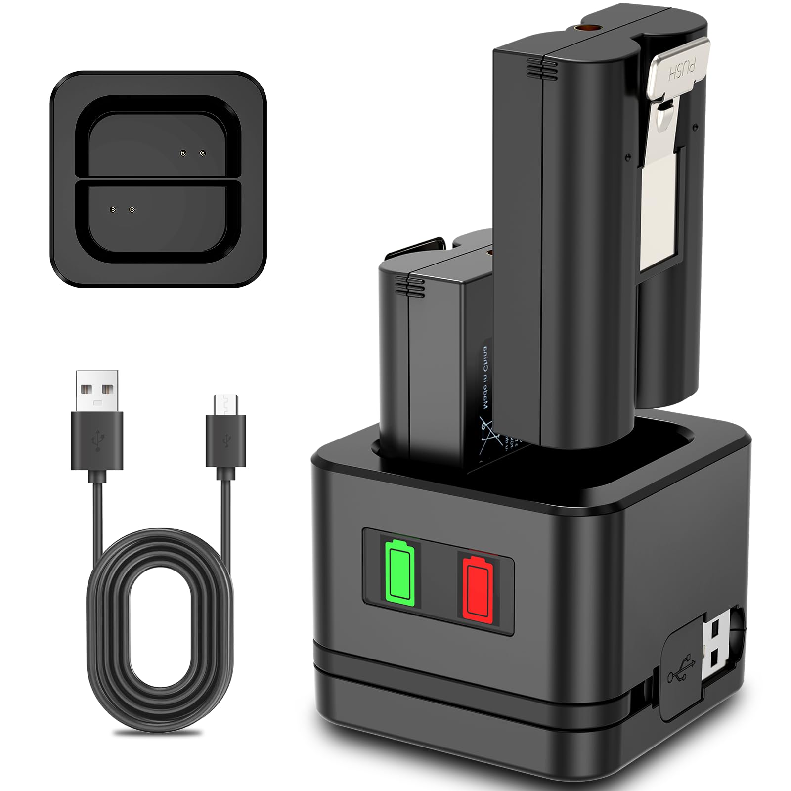 ACEQINGSE for Ring Doorbell Battery 2 Pack 6040mAh with Smart Battery Charger, Replacement Batteries and Charging Station for Ring Doorbell Camera 2/3/3 Plus/4, Stick Up Cam, Spotlight Cam, and More