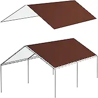 DWALE Cobertura de dossel de substituição para garagem de 10 x 20 pés lona de abrigo de tenda superior com cordas elásticas de 48 bolas gratuitas, marrom (apenas capa, moldura não incluída)