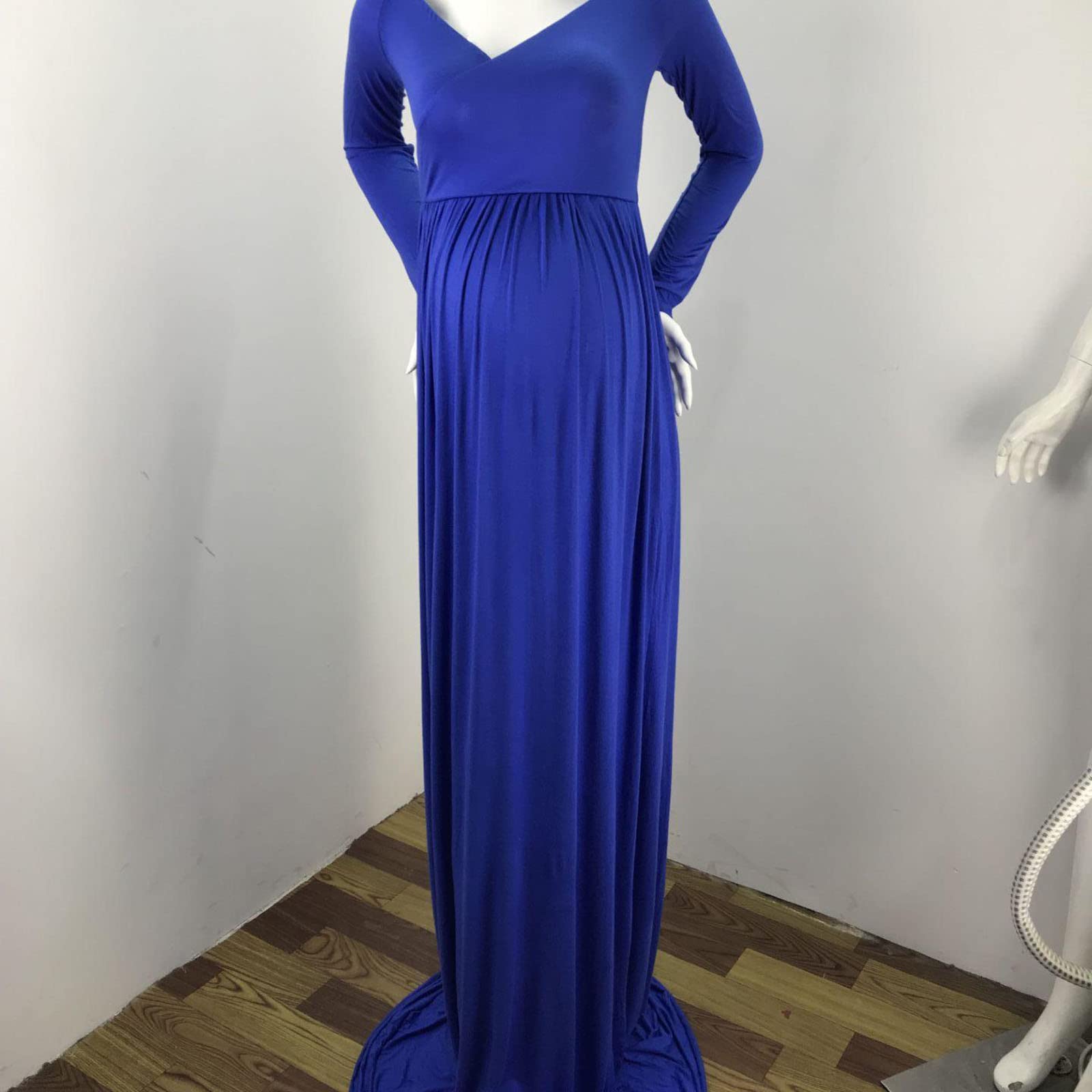 Nidddiv Ropa de maternidad invierno elegante mujer maternidad hombros descubiertos de manga larga fotografía vestido de embarazada vestido de princesa sólido vestido de fotos accesorios vestido camisa