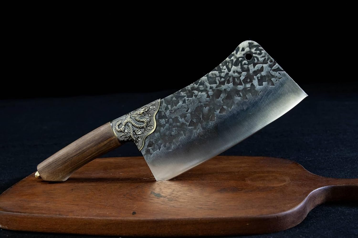 LOONGSWORD Handmade Chinese Cleaver Knife, High-Performance Stainless Steel Kitchen Knife with Teak Wood Handle & Dragon Pattern Alloy, Multipurpose Cooking & Slicing