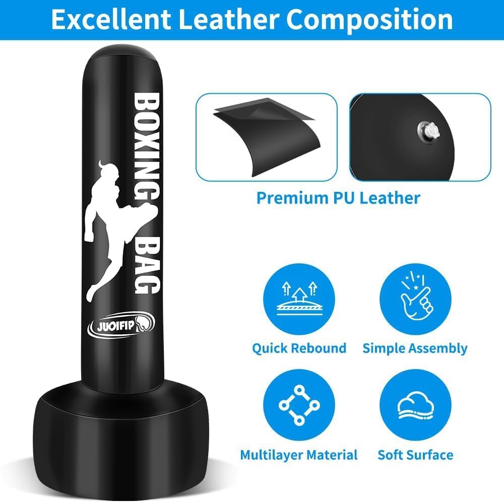180cm Pesado Saco de Boxeo Adultos, Freestanding Saco de Boxeo Inflable Kickboxing Bolsa para Entrenamiento MMA Muay Thai Fitness