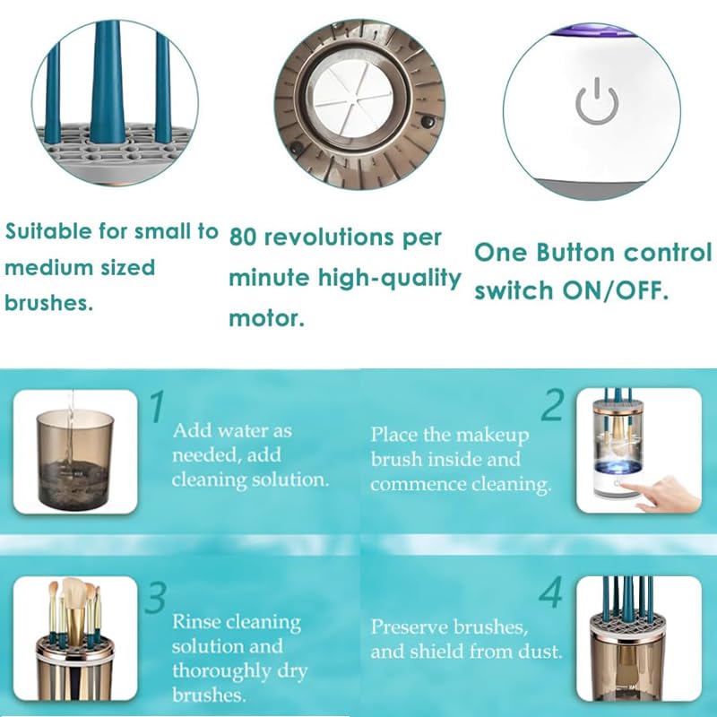 Electric Makeup Brush Cleaner Machine, 2025 Upgrade Cosmetic Brush Cleaner, Deep Cleaning All Types of Brushes, Keeps Brushes Hygienic and Skin Healthy - Image 3