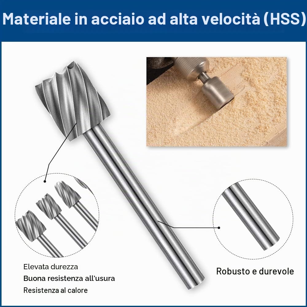 Set di Punte per Incisione ad Alta Durezza - 10 HSS in Carburo e 10 per Router Con Gambo da 3 mm - per Utensili Rotanti, Lavori Fai da Te, Foratura, Taglio