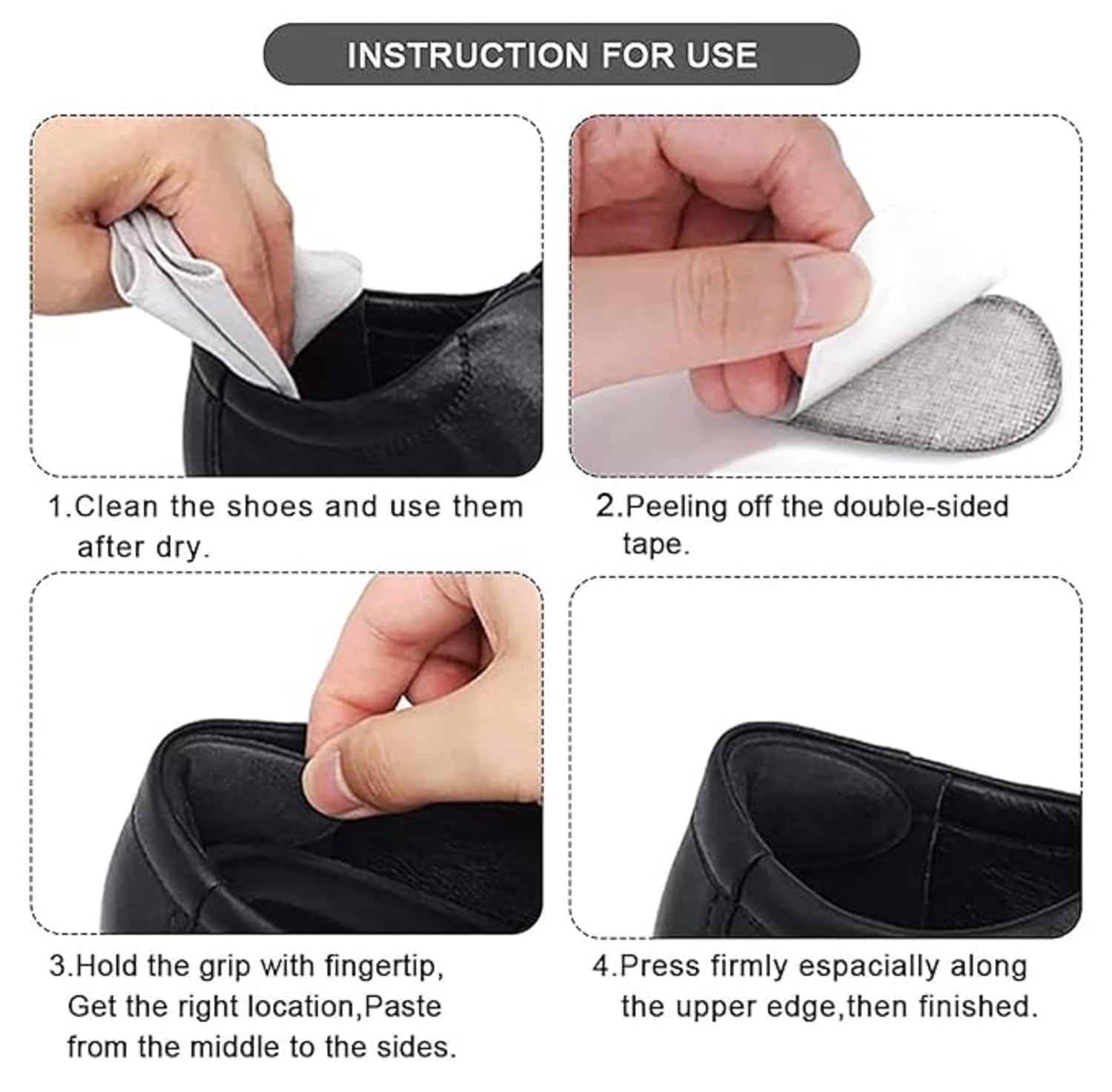 self-Adhesive Heel Grips Liner Shoe Tightener Inserts for Loose Shoes, Shoe Bite Protector Heel Pads Snugs for Shoe Insoles, Men Women/2*Pair (White Heel Liner) 2