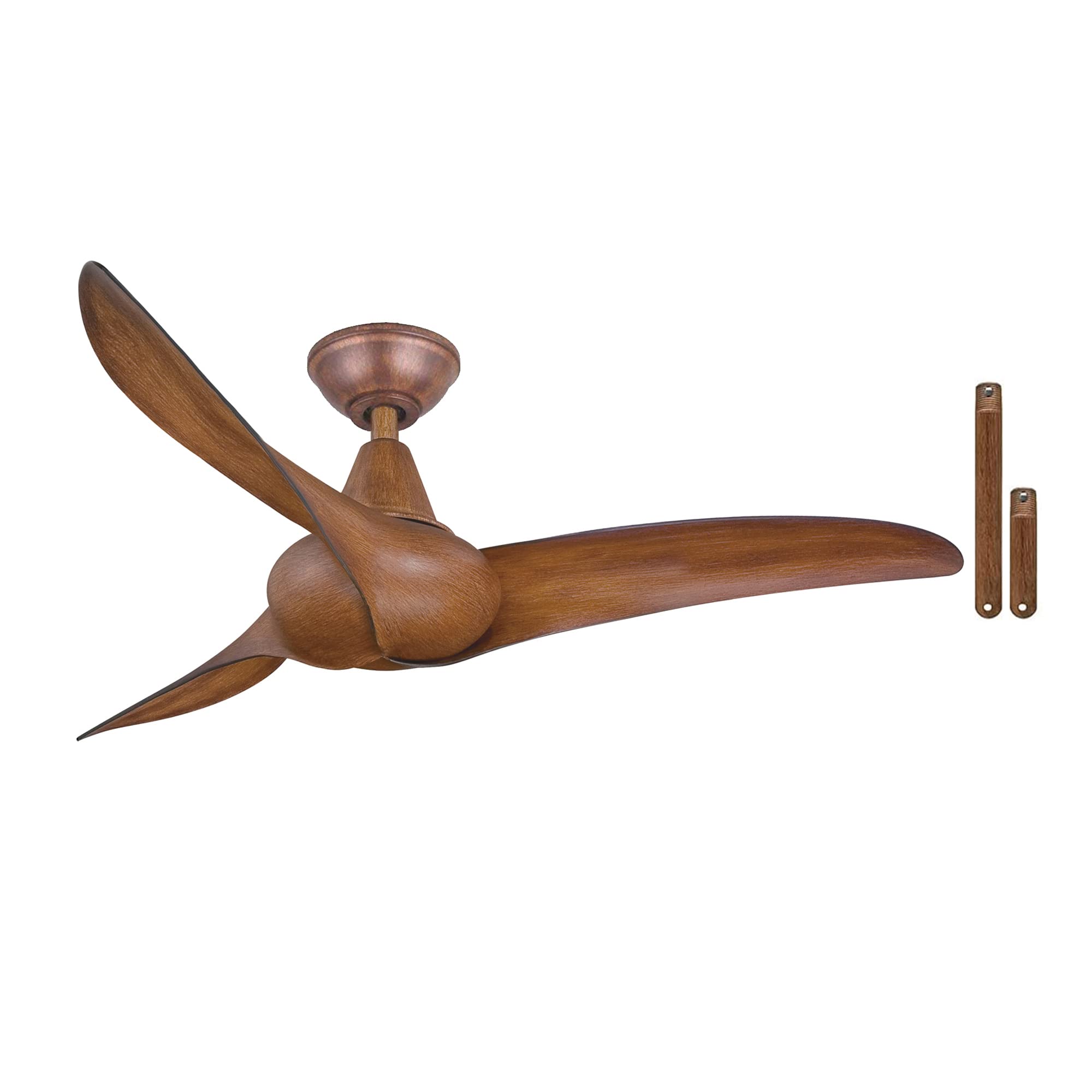 minka-aire f854-dk wave 44" ceiling fan in distressed koa finish with remote and additional 3.5" downrod