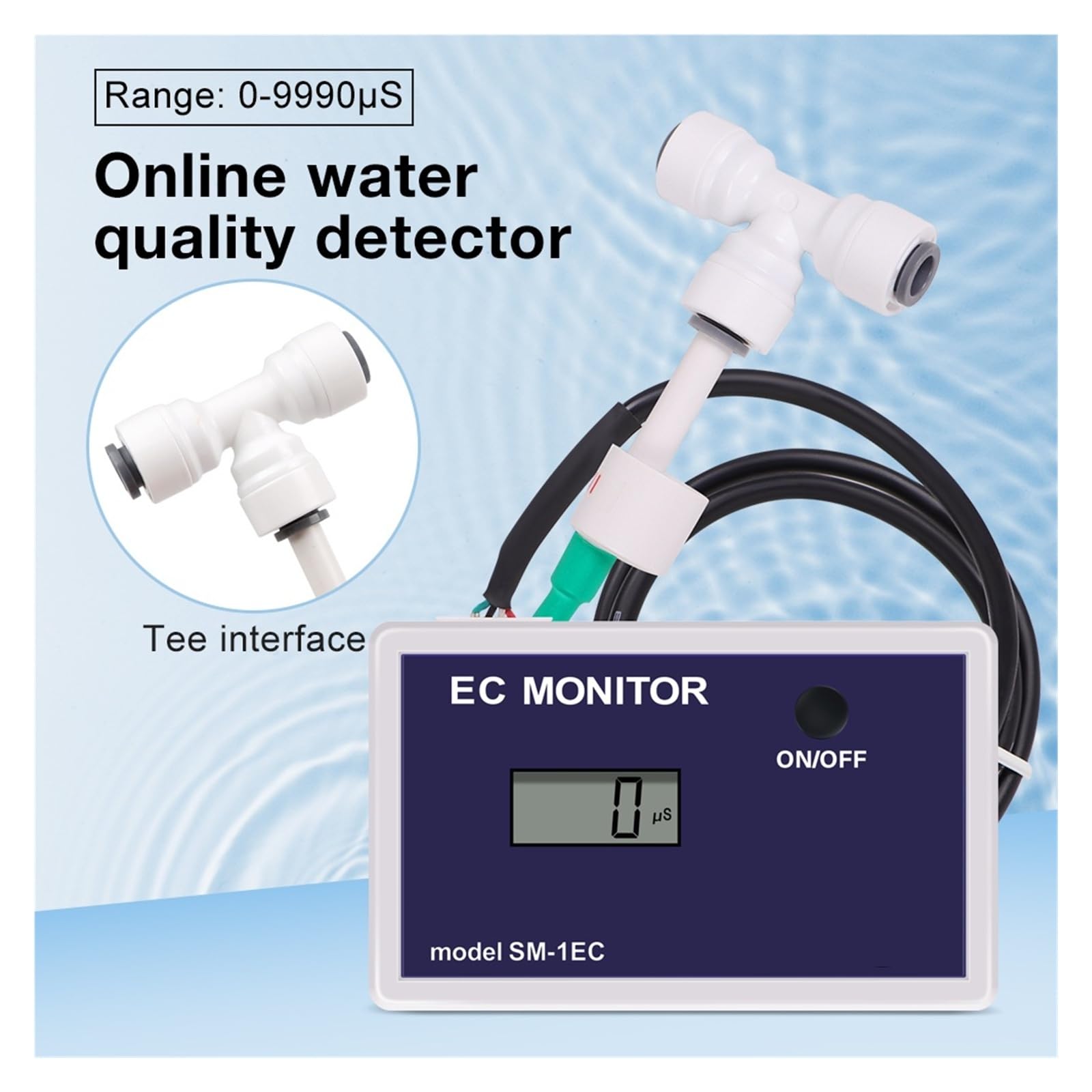 Misuratore di conducibilità elettrica Digitale, Monitor di conducibilità elettrica a Canale Singolo, Display LCD, Tester di qualità dell'Acqua 0-9990