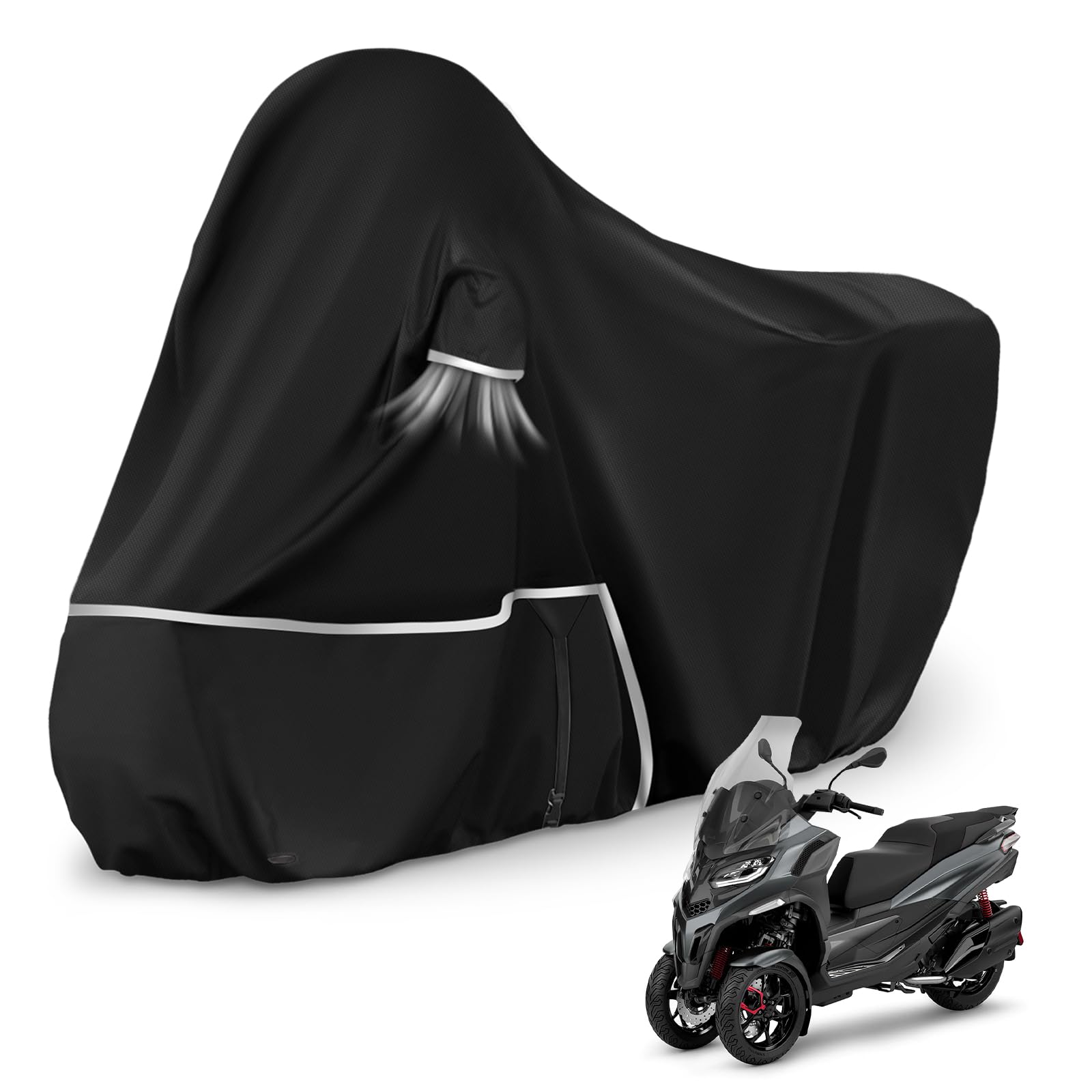 Funda para Moto para Piaggio MP3 400/500 (sin Maletero) | Tela Oxford 420D Funda Moto Exterior Impermeable Funda Scooter 400 500, Negro
