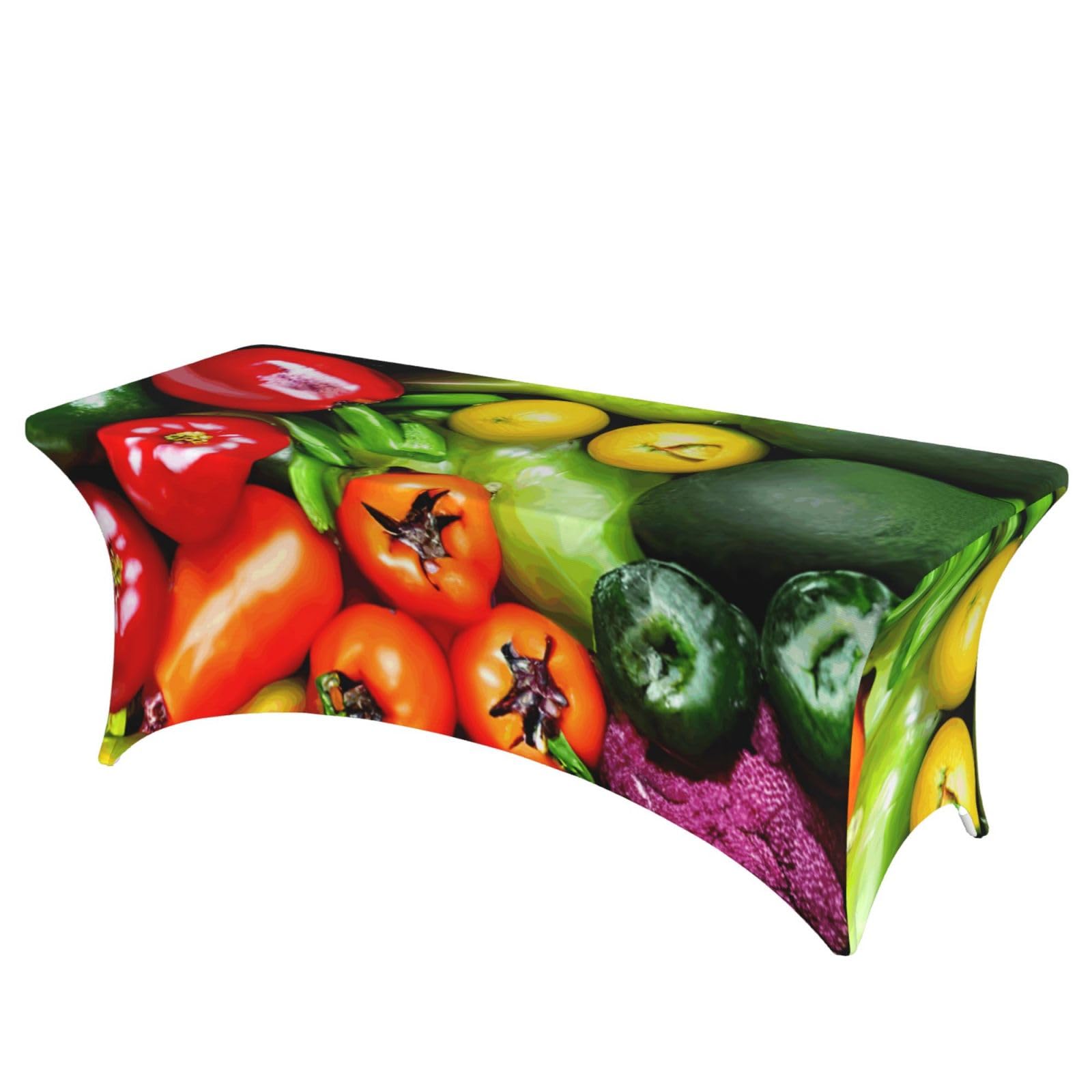 NImongt Fresh Vegetables Fruits Print Elastic Rectangular Tablecloth Holidays Family Banquet Wedding Party Table Cover
