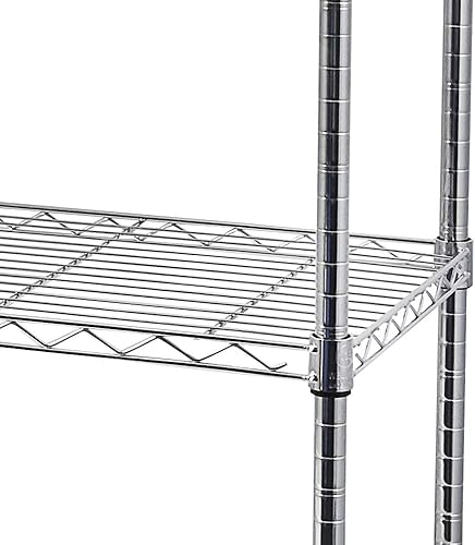 Miniatura 6 de Estantería de alambre resistente de 5 niveles de grado comercial con ruedas, estante organizador de metal, cromo, estantes organizadores de