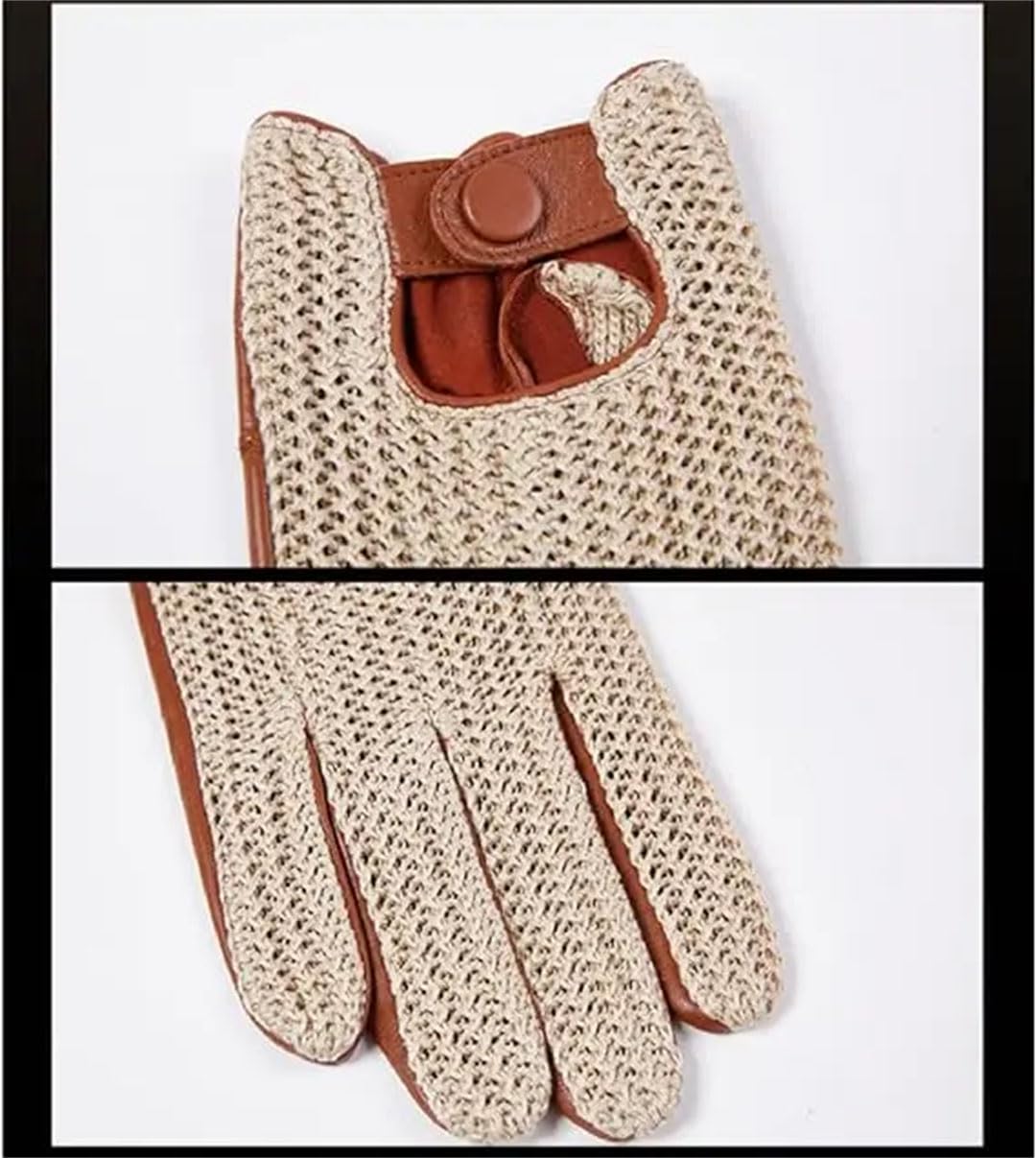 Guanti da guida invernali da donna in lana lavorata a maglia, in pelle, caldi, morbidi e confortevoli, guanti da equitazione touch screen, marrone, M