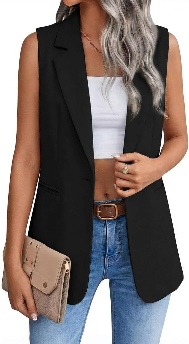 IDEALSANXUN Long Vest for Women Sleeveless Blazer Jackets Vest Tops