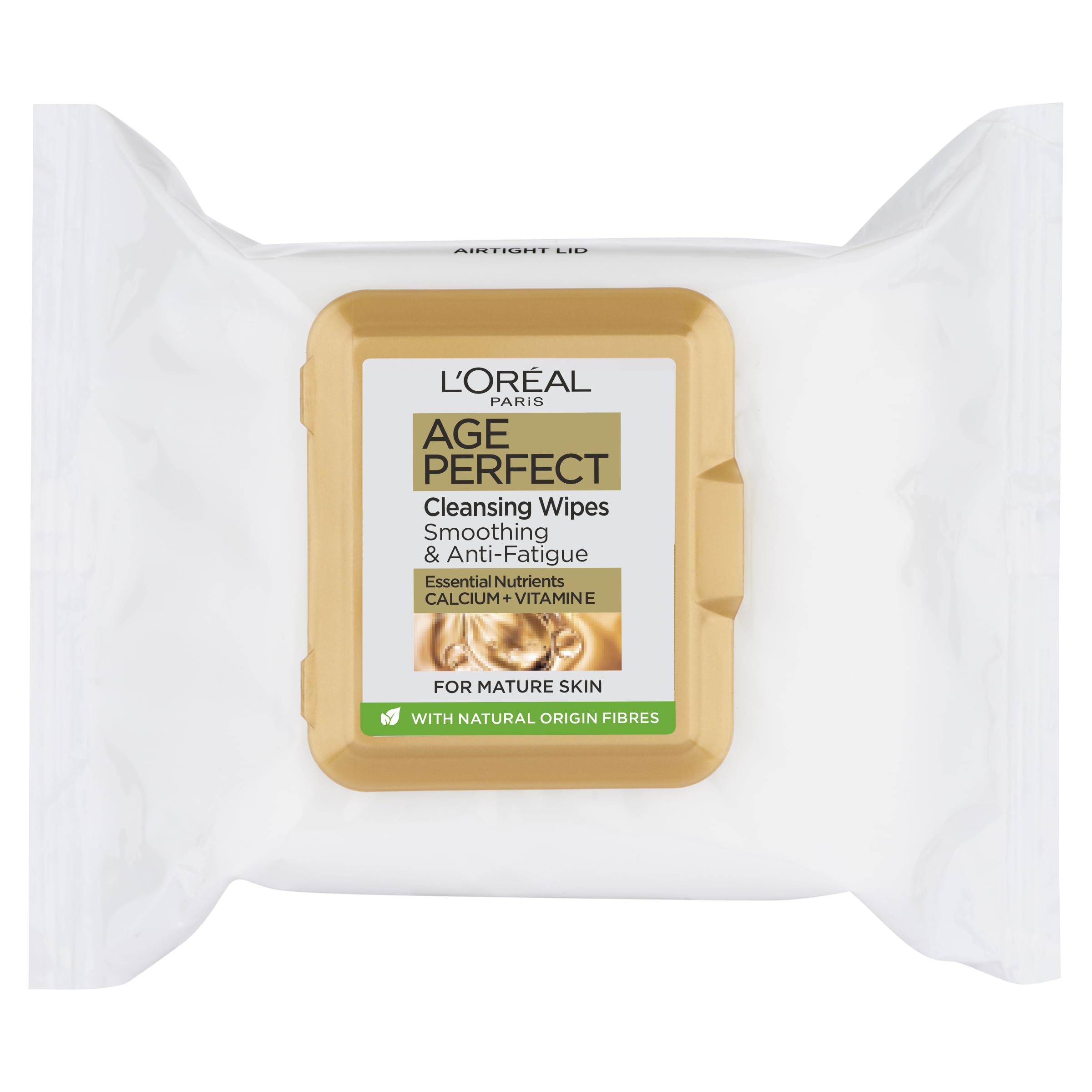 L'Oréal Paris Age Perfect Cleansing Wipes, Pack of 25 Wipes, Cleansing Wipes designed for Mature Skin, Formulated with Pro-Calcium & Sweet Almond Oil, 25x Wipes
