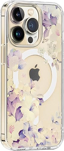 Miniatura 10 de KELUOAS Para iPhone 13 Mini Magsafe Caso, Floral Lindo Delgado A Prueba de Golpes Protector Duro PC+TPU Bumper Flor Mujeres Cubierta Magnética