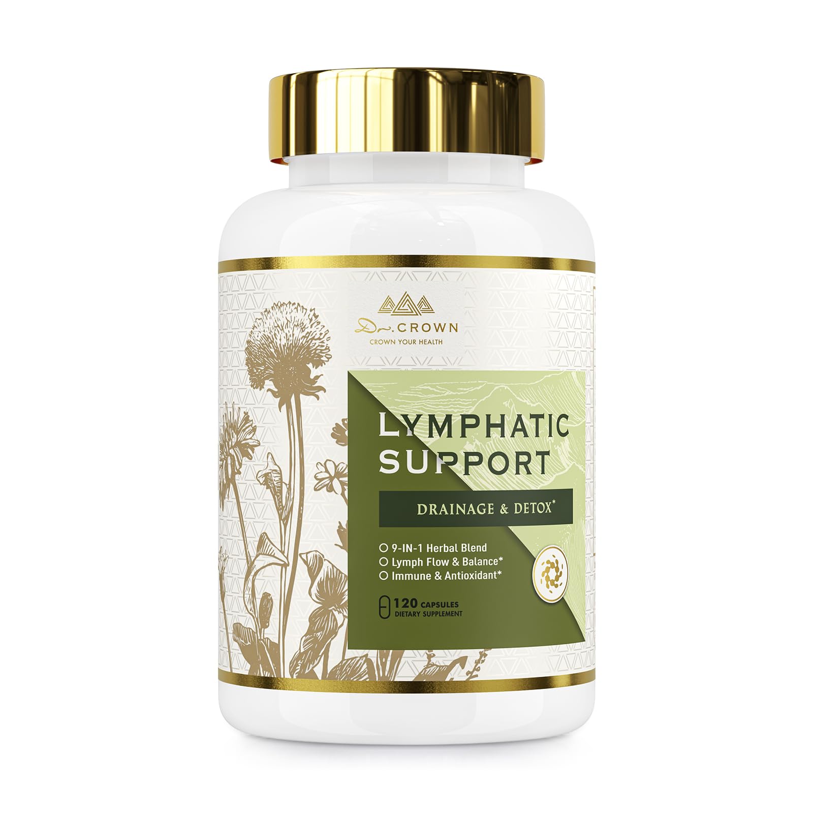 DR. CROWN Suplemento fitoterápico para drenagem linfática com equinácea purpurea 600 mg, 120 cápsulas