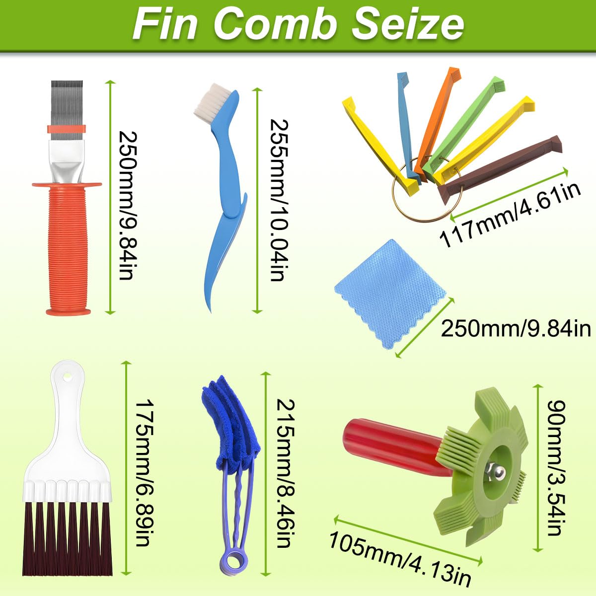 Pettine per aria condizionata spazzole per la pulizia pettine a lamelle Kit di pulizia per condensatore in acciaio inox spazzola per alette del radiatore Strumento di riparazione a spirale del