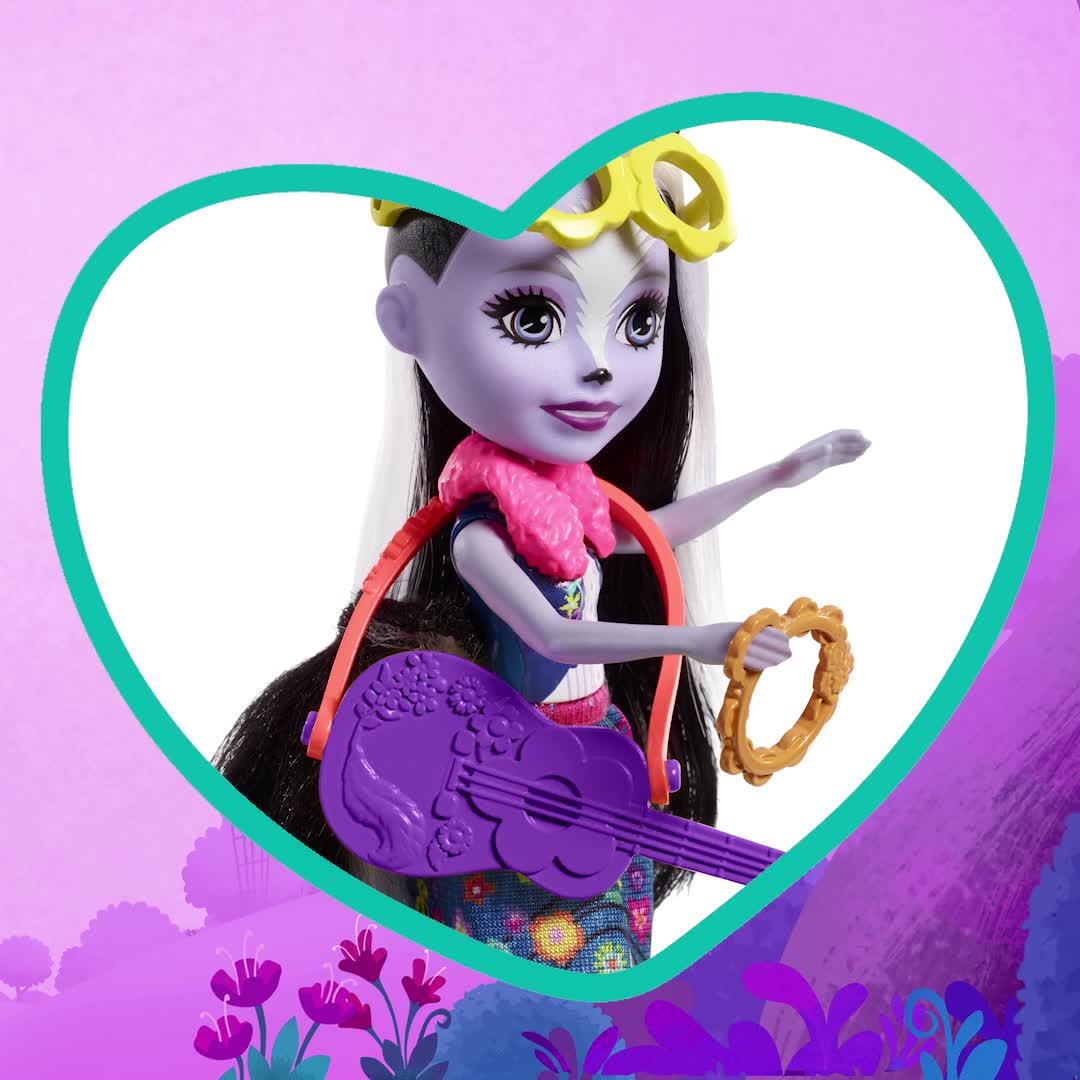 Mattel Enchantimals FRH41 - Themenpack Musikspaß mit Stinktiermädchen Sage Skunk Puppe und Tierfreund Caper – Bild 8