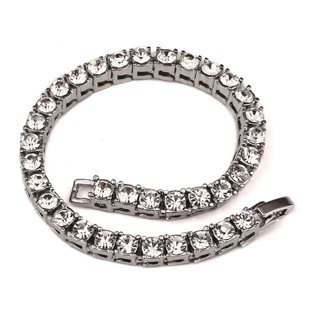 LOMOL Mens Europe and American Casual Cool Hip-Hop Personality Crystal Sliver Alloy Bracelets Christmas Gift