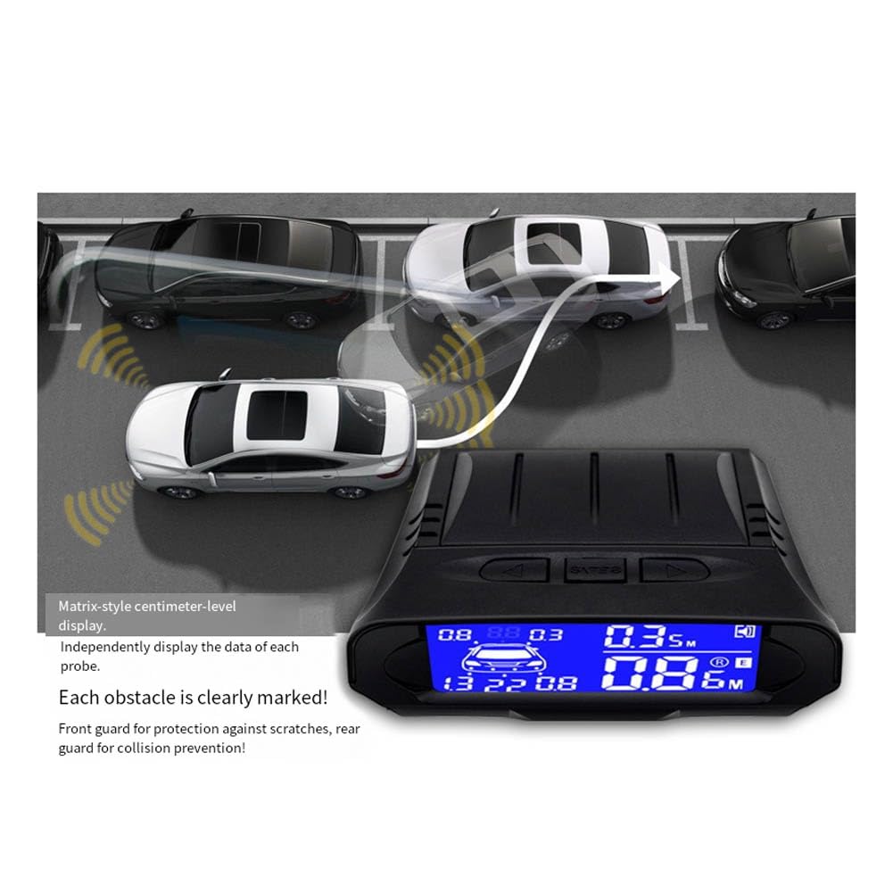Radar de Sauvegarde Inverse 8 Système de Capteurs de Stationnement avec 8 Capteurs Inversés Buzzer Avertissement Distance Distance pour la Sécurité du Garage des Véhicules Automobiles B