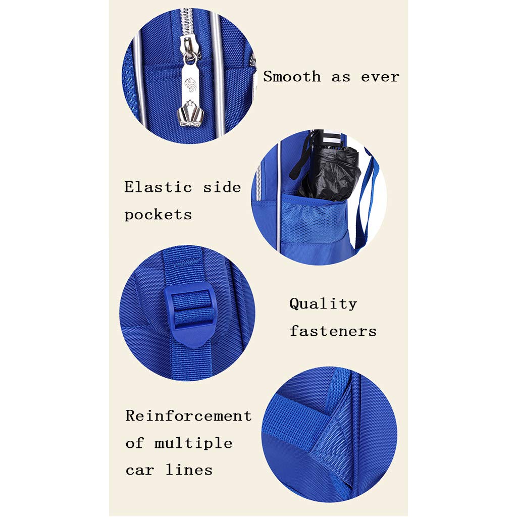 Zaino Trolley per Bambini Wheels Traspirante E Impermeabile Ridurre Il Carico dello Zaino Salire Le Scale con La Borsa da Scuola A Strisce Riflettenti,B