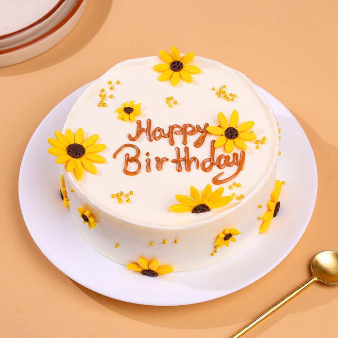 FlowerAura Delicious Fresh 2Kg Eggless Sunflower Delight Butterscotch Cake Birthday Gift For Girlfriend, Boyfriend, Husband, Wife, Parents, Friends, Colleagues (Same Day Delivery)-image-11