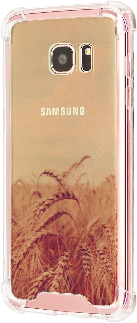 Samsung Galaxy S7 Edge Case, Elzo [Wheat] Clear Shock Absorption Bumper Cover/Sleeve/Shell - Transparent Protective Hard Plastic Back Plate with Soft TPU (Ultra Hybrid/Scratch Resistant/Air Cushion)