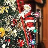 Electric Climbing Ladder Santa Doll Toy for Christmas Tree Decoration with Lights Xmas Hanging...