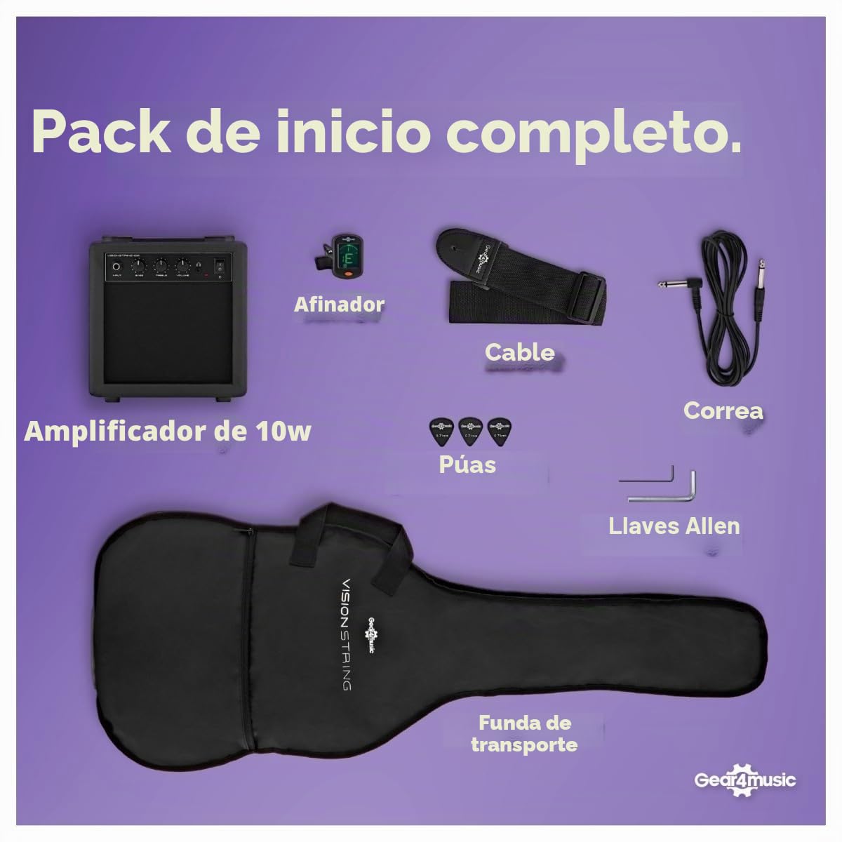 VISIONSTRING Guitarra Bajo Eléctrico 3/4 Mano Izquierda y Kit de Amplificador para Adultos y Principiantes