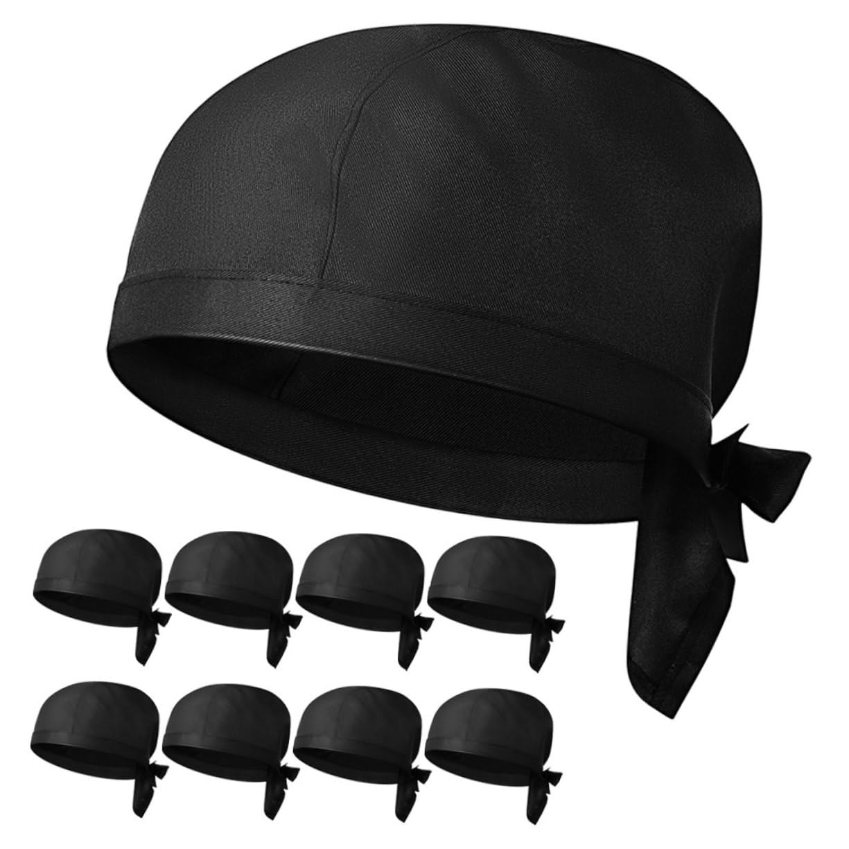 Healeved Cappello da Cuoco Unisex in Cotone Nero 9 Pezzi per Ristorante