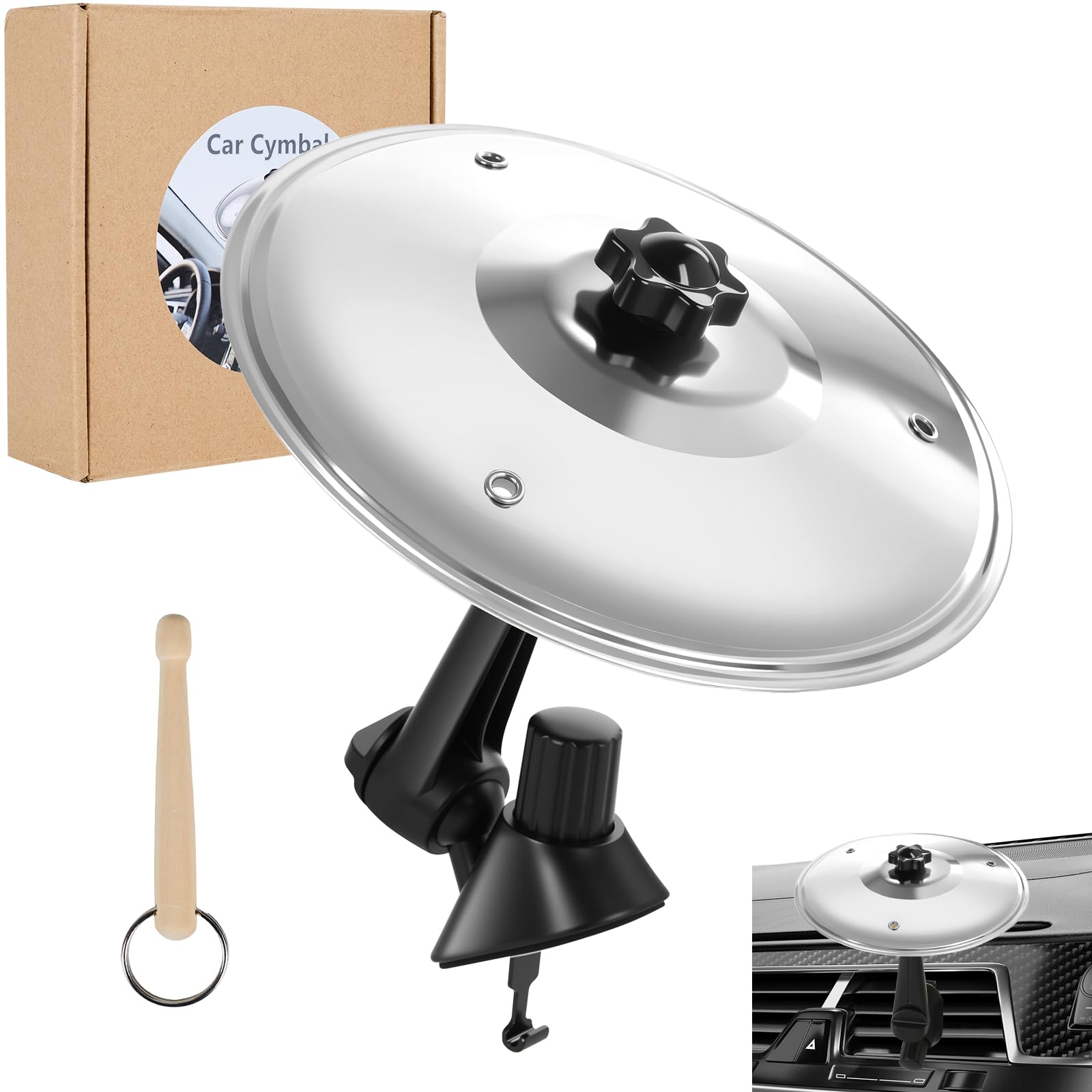 Ubblove Car Cymbal Mini Drum: Fun Dash Air Vent Music Gift for Rock Drummer