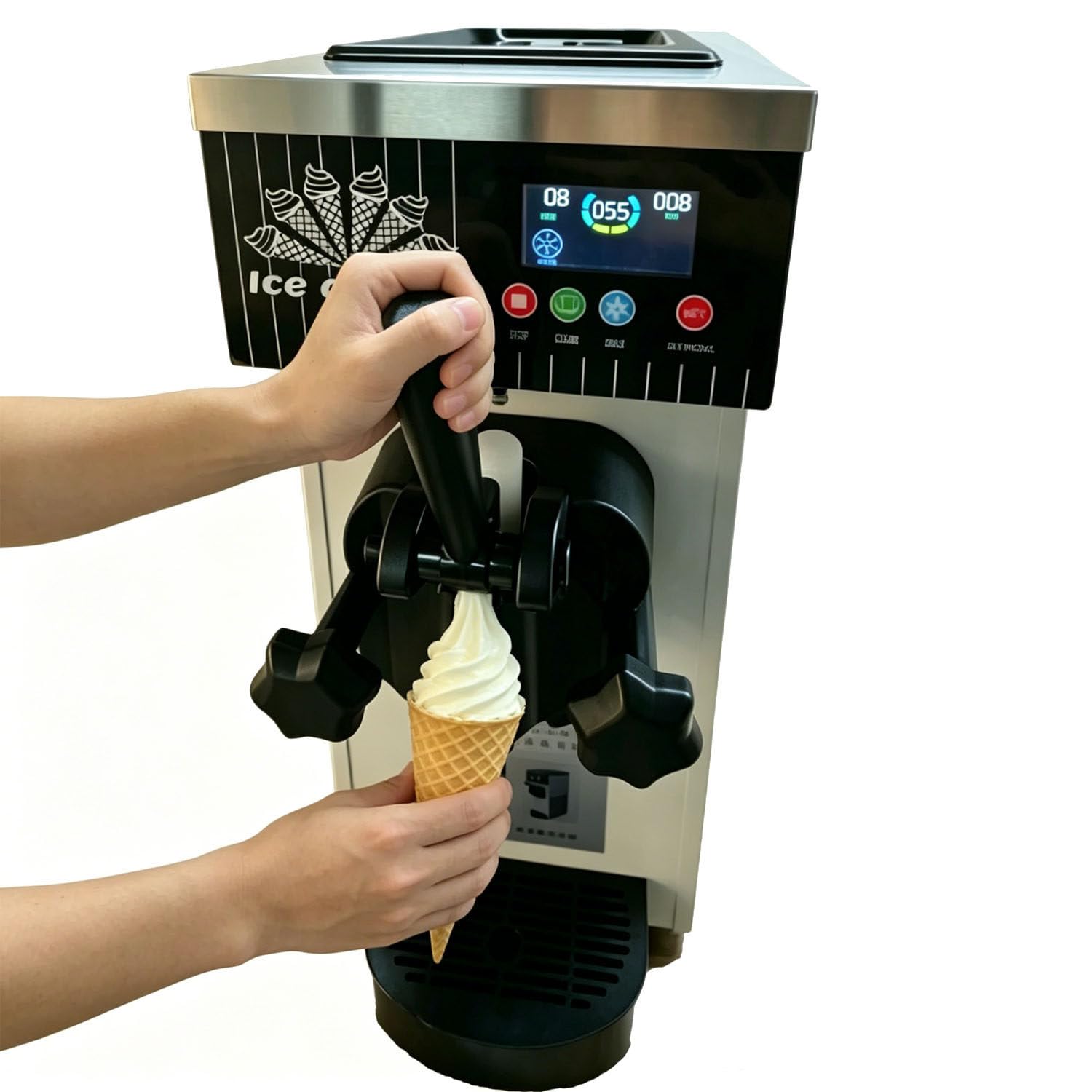 CelyToe Tabletop Soft Serve Ice Cream Maker, Single Flavor Ice Cream Machine,2.5L Hopper 1L Cylinder Countertop Machine Detachable Design Easy to Clean