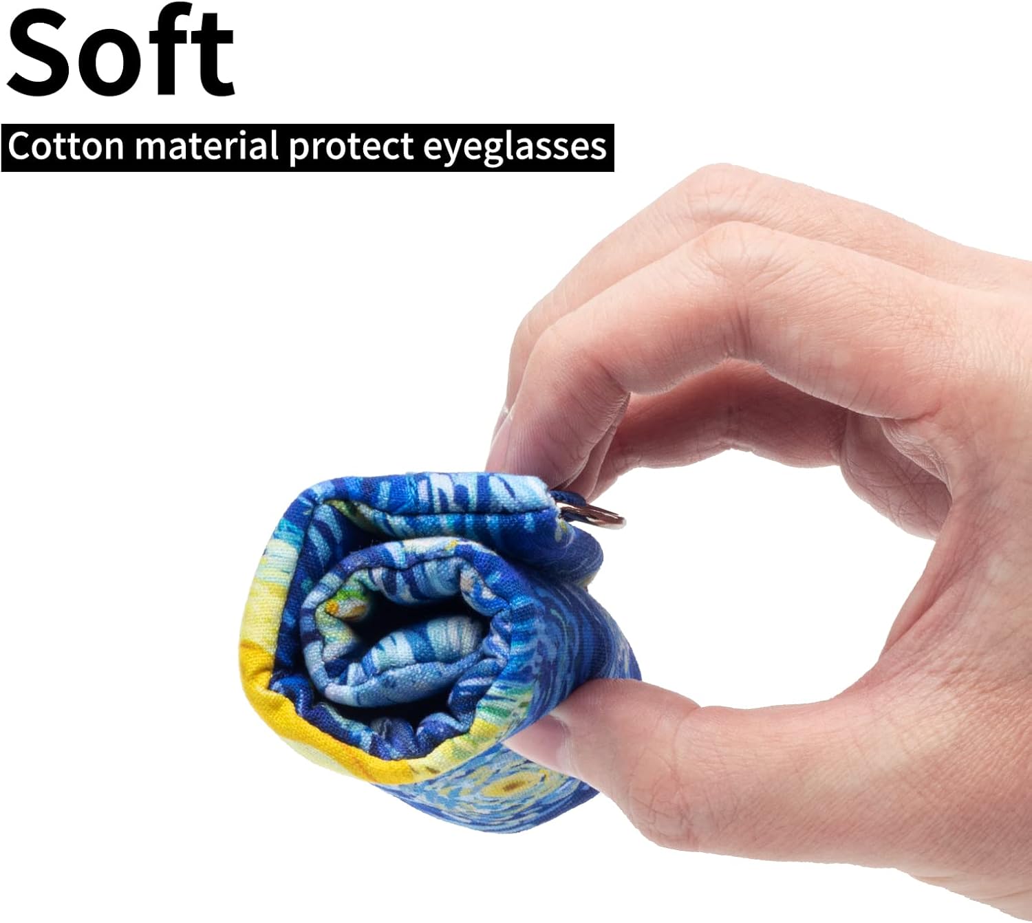 Face Shadow Double Glasses Case Soft Eyeglass Case For Women Men Squeeze Top Sunglasses Case With Cleaning Cloth - Image 5