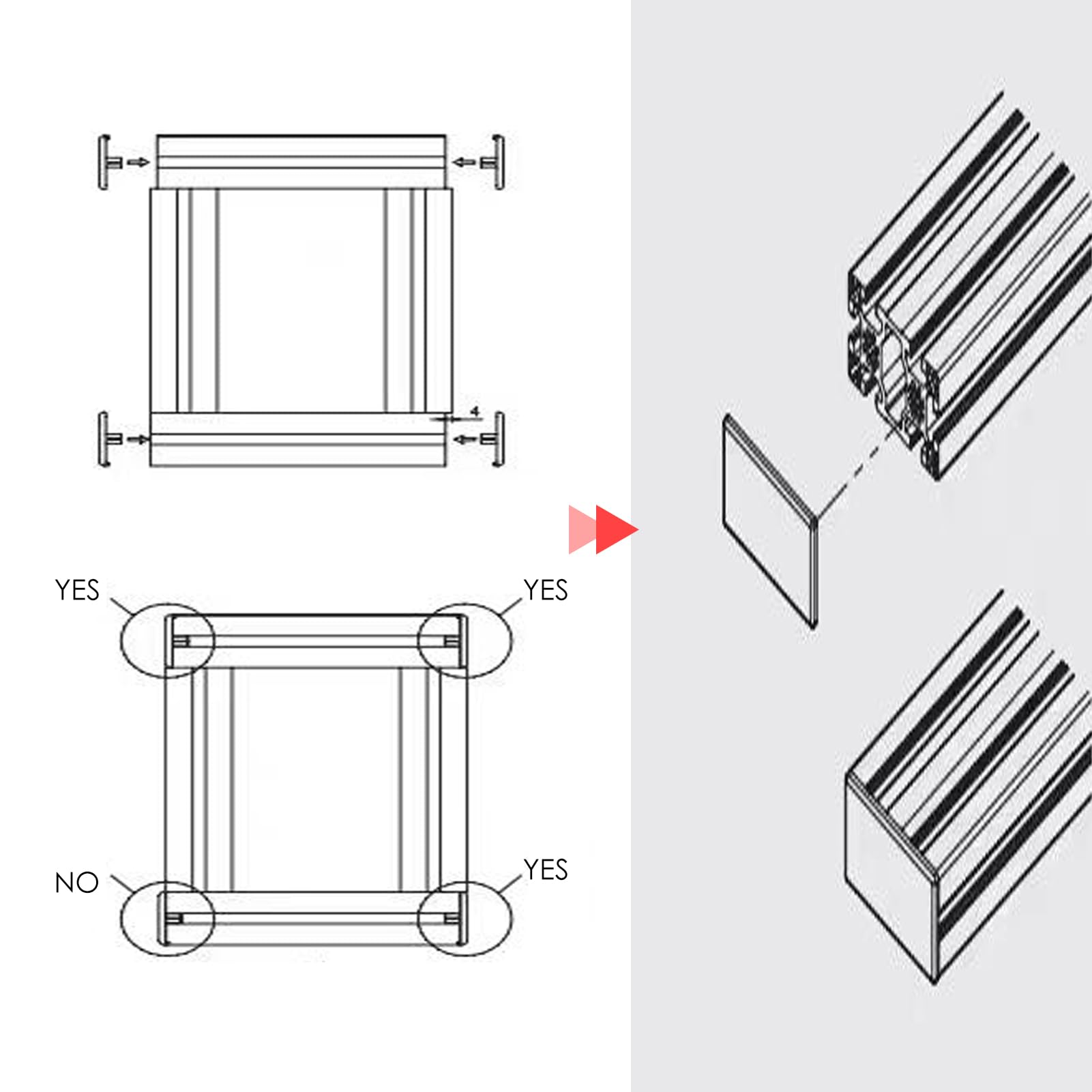 Embout De Protection Pour Profilés Aluminium 50x50 Fente De 10mm Noir