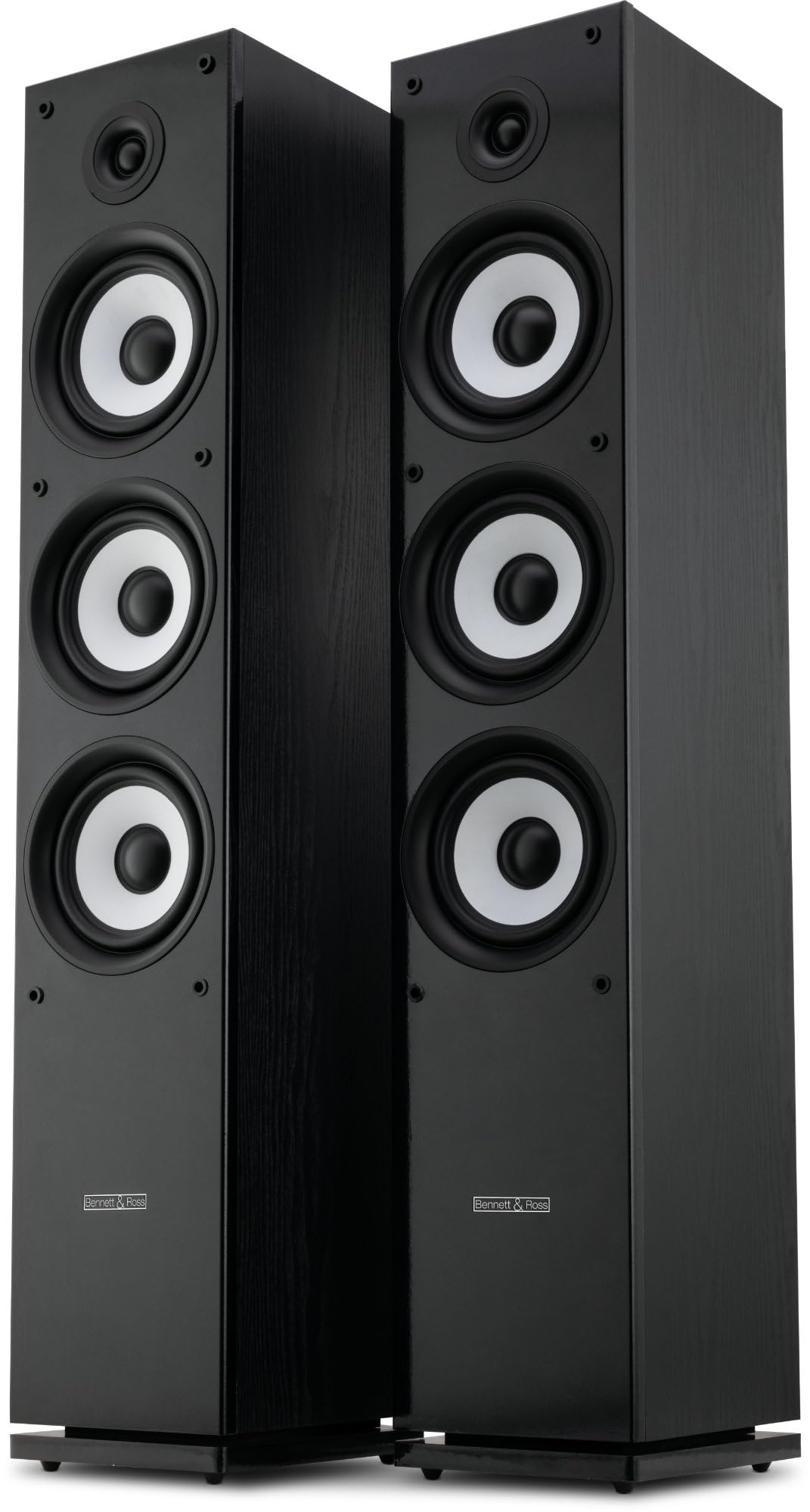 Bennett & Ross Ultrasphere Diffusori A Torre HiFi 3-Vie Coppia - 200W RMS - 2 x 6,5" Woofer - 6,5" Midrange - 1" Tweeter A Cupola In Seta - Costruzione Bass-Reflex - Finitura Effetto Legno - Nero
