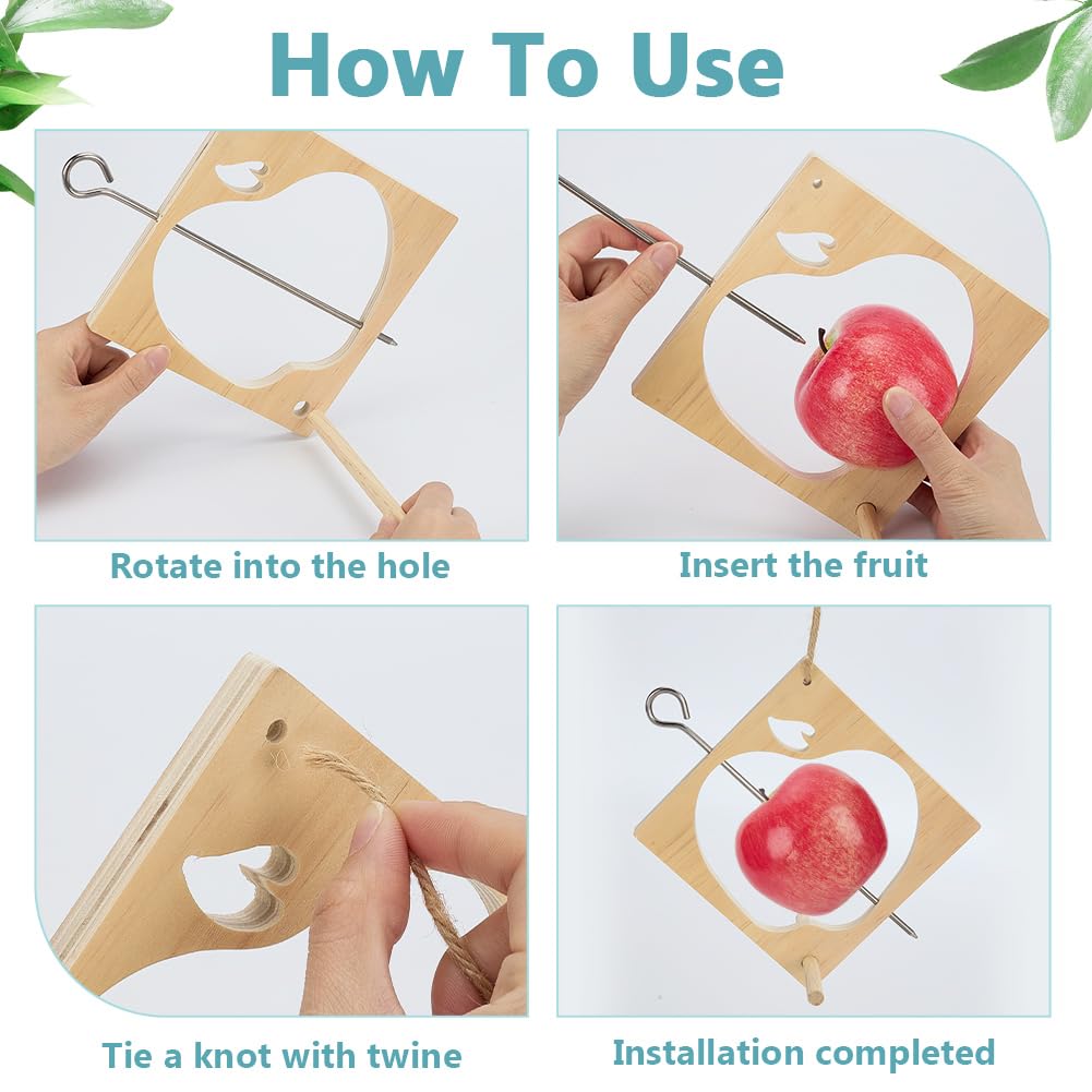 FINGERINSPIRE Apple Shape Wooden Hanging Birds Feeder 227x150x10mm Fruit Holder Feeder Rustic Birdhouse with 1 Perches Perfect for Garden Backyard and Patio for Bird Watching Enthusiasts - Image 3
