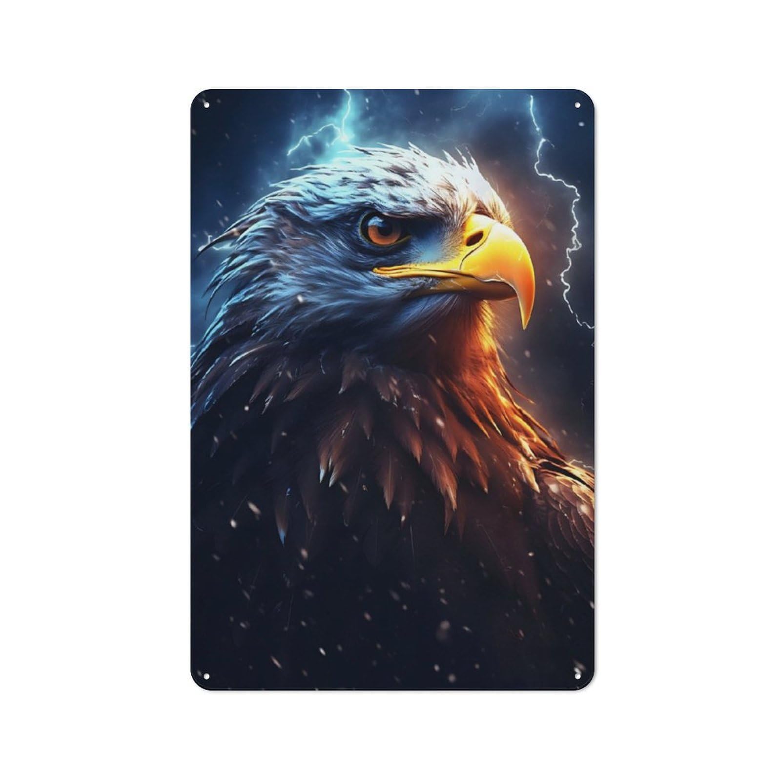Junmoney Epic Stormy Eagle Tin Wall Plaque 30X20cm, Rustic Cottage Wall Art For Dining Room, Cafe, Entryway Or Family Room