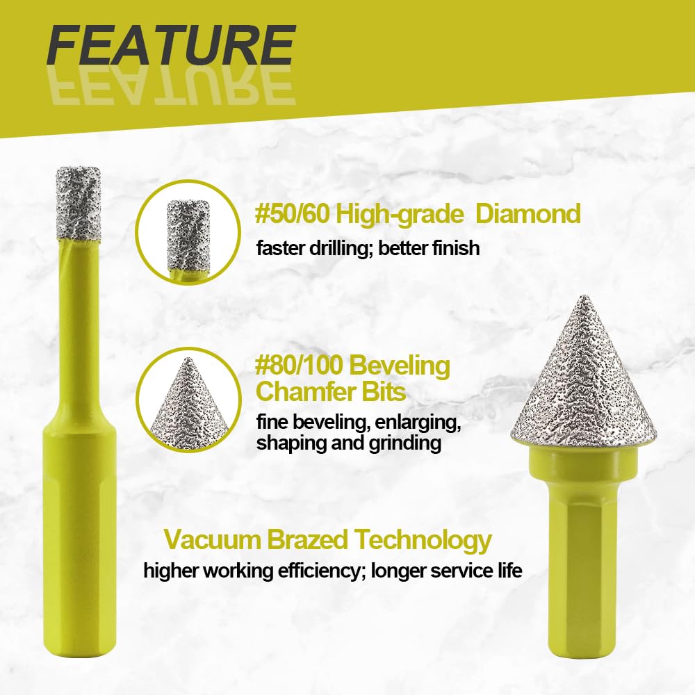 Punte Trapano Diamantate 4 Pezzi 6mm - Per Piastrelle, Marmo, Granito, Con Filettatura M14 - Foto 8