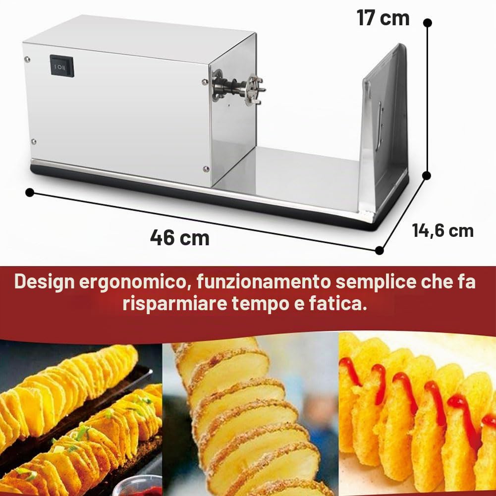Affettatrice a Spirale Automatica per Patate, affettatrice per Patate Tornado elettrica da 20 W, Macchina a Torre per Patatine in Acciaio Inossidabile, affettatrice elettrica per p