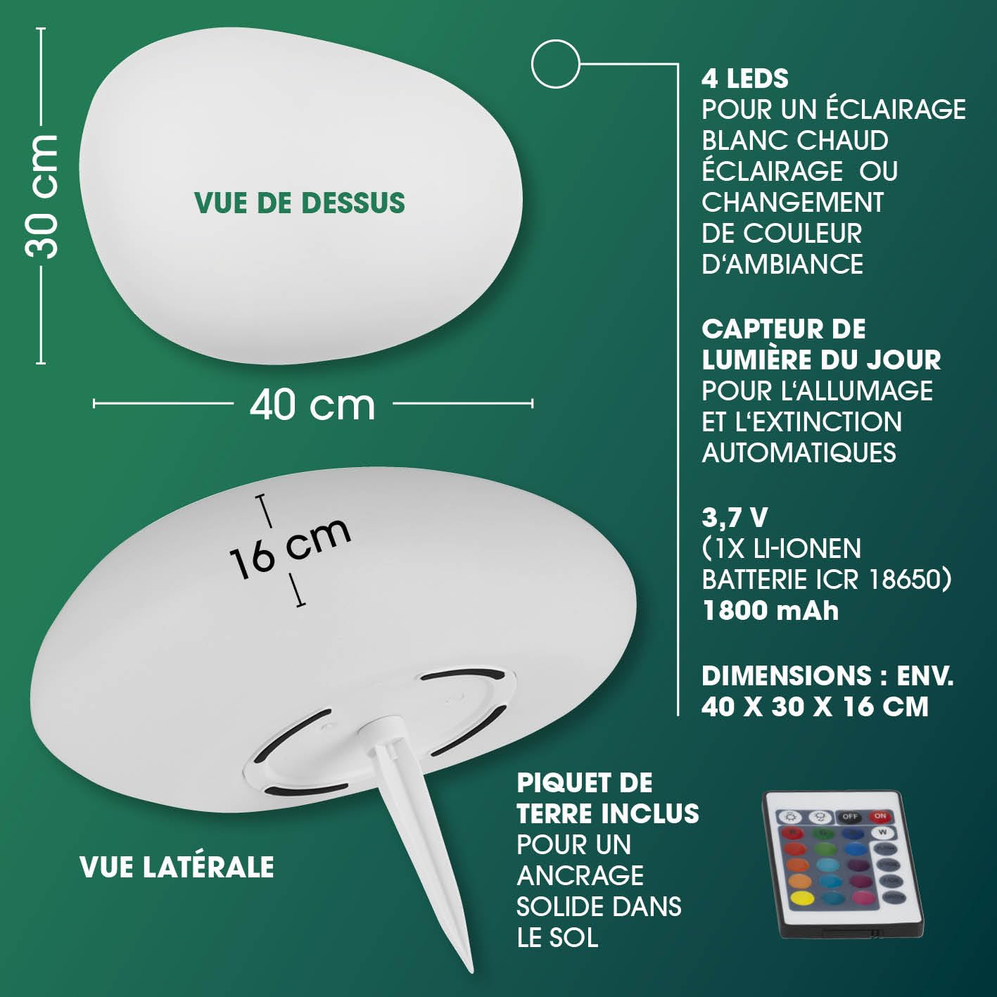 EASYmaxx Lot de 2 lampes solaires LED avec changement de couleur - Lampe de jardin décorative avec éclairage LED - Magnifiques effets de lumière avec capteur de lumière du jour - Pour l'intérieur et