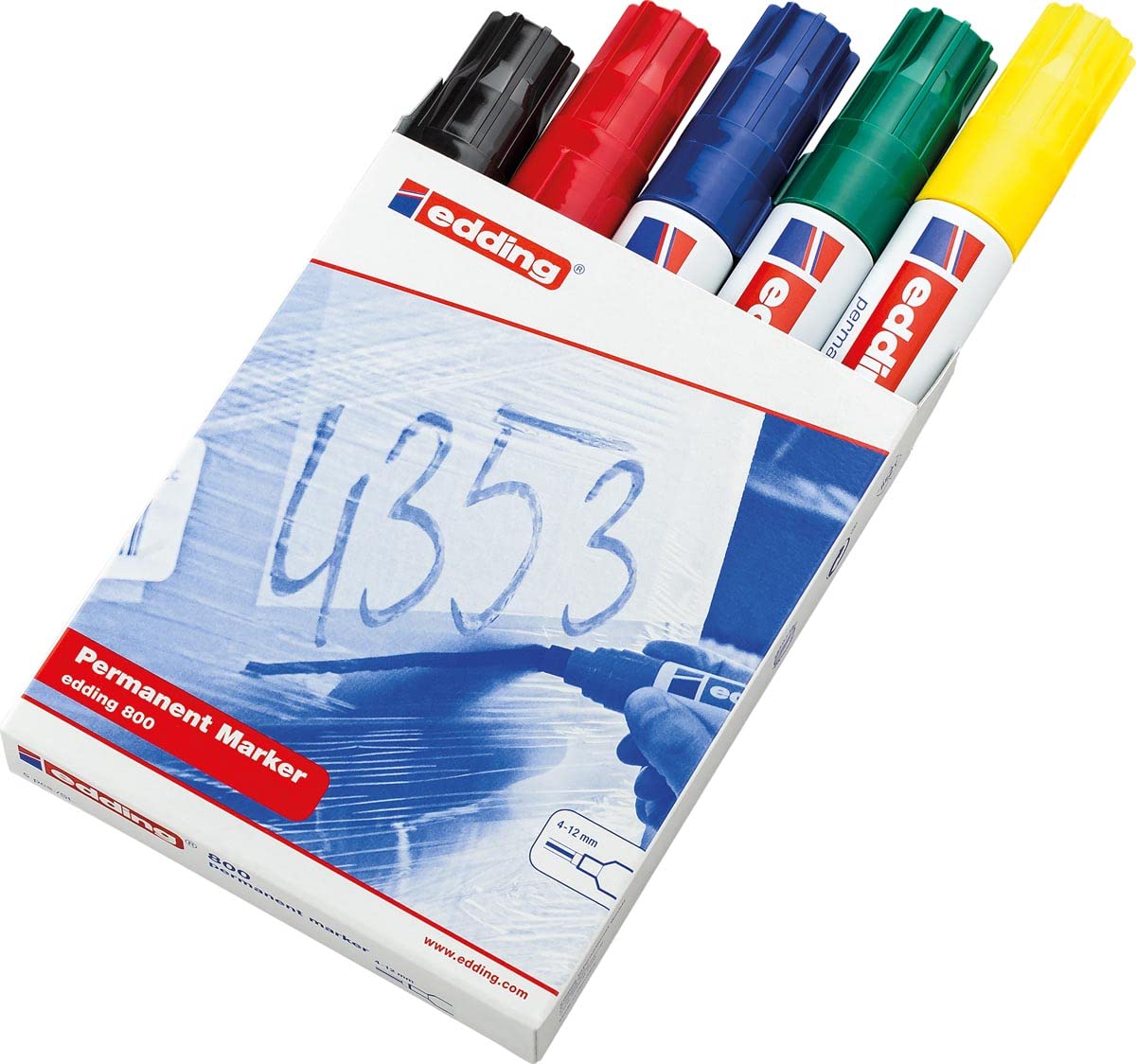 edding 800 4-800999 Permanent Marker Refillable 4-12 mm Assorted Pack of 5 Sorting