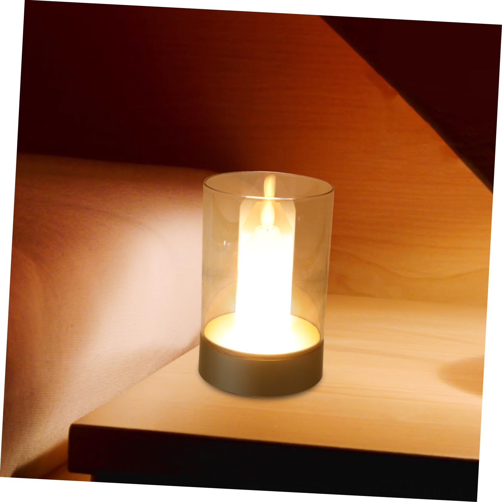 Hemobllo Luce Notturna Decorativa a Candela LED da Tavolo in Vetro