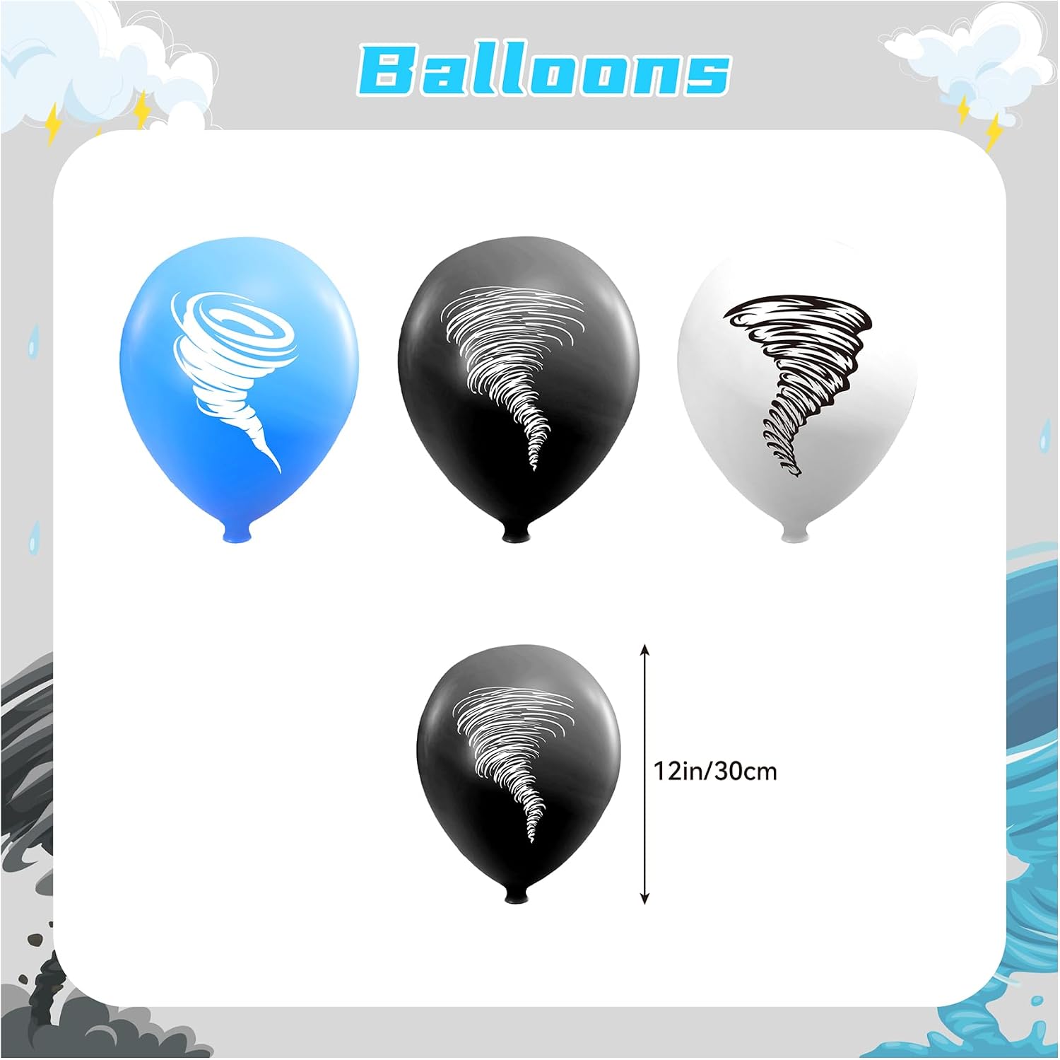 Tornado Party Decorations Tornado Birthday Decorations Set, Tornado Party Supplies Includes Birthday Banner, Cake Topper, Cupcake Toppers, Latex Balloons image 3