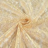 58/60 inch Gold Raschel Lace Fabric by The Yard – Multipurpose Floral Design Fabric Used as Table Runner, Home Decor, Curtains, Wedding Dress, Tea Parties, Vintage Decor, Gift Wrapping and More