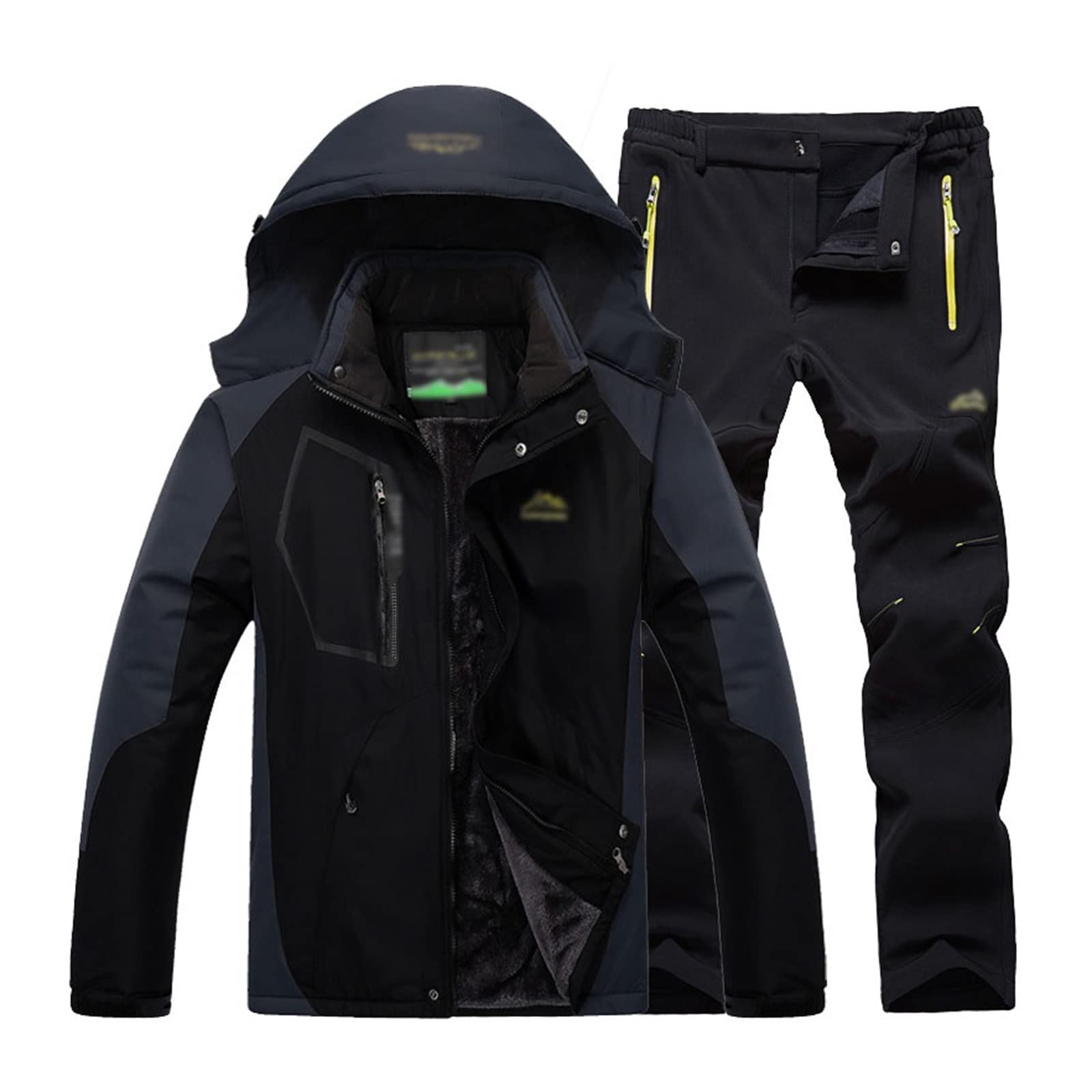 Yytcsjz Mens Ski Suits Two Piece, Giacca da snowboard impermeabile impermeabile invernale da uomo e pantaloni da sci, Abiti invernali caldi con cappuccio, per gli sport invernali di sci
