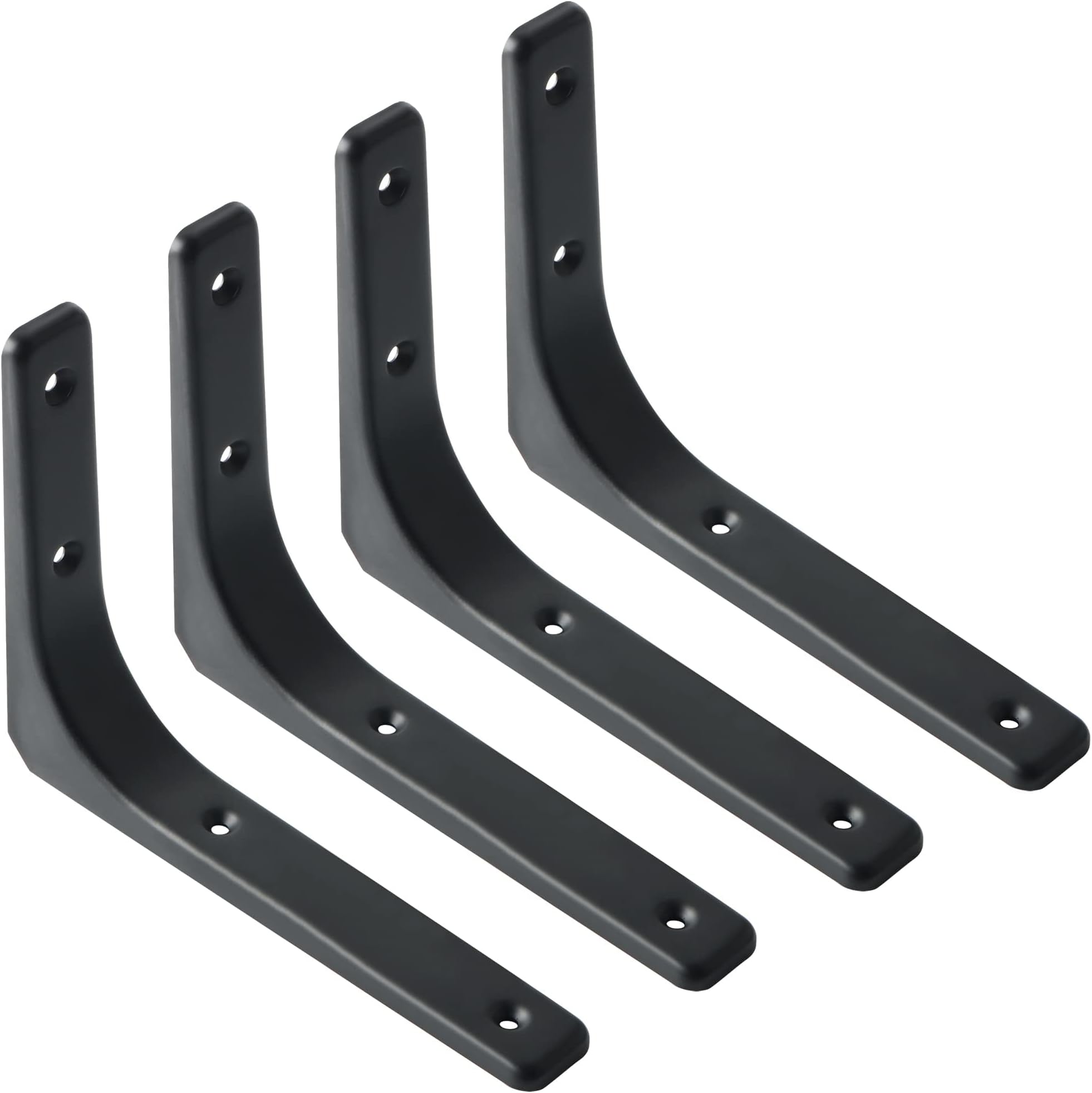 Black Shelf Bracket, 8 inch L Shape Wall Bracket Heavy Duty Metal Bracket Hanging Angle Brackets Shelf Support (8 x 6 inch (4 PCS))