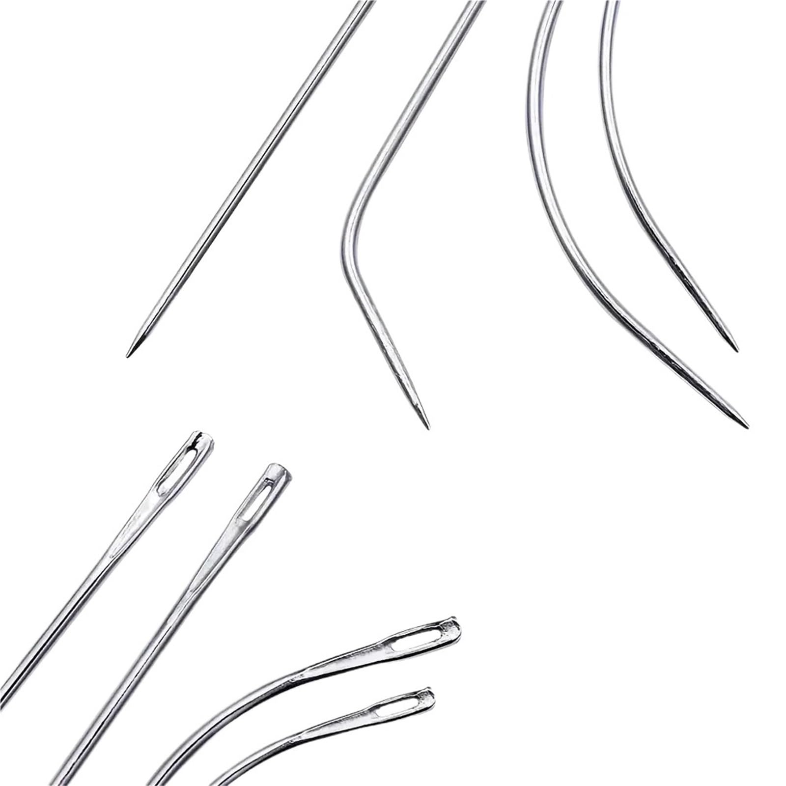 T Pins 75 Pieces T & C Curved Wig Making Pins Needles Set With Storage Case For Secure Hair Weaving Blocking Knitting(25Pcs-CLI-Needles)