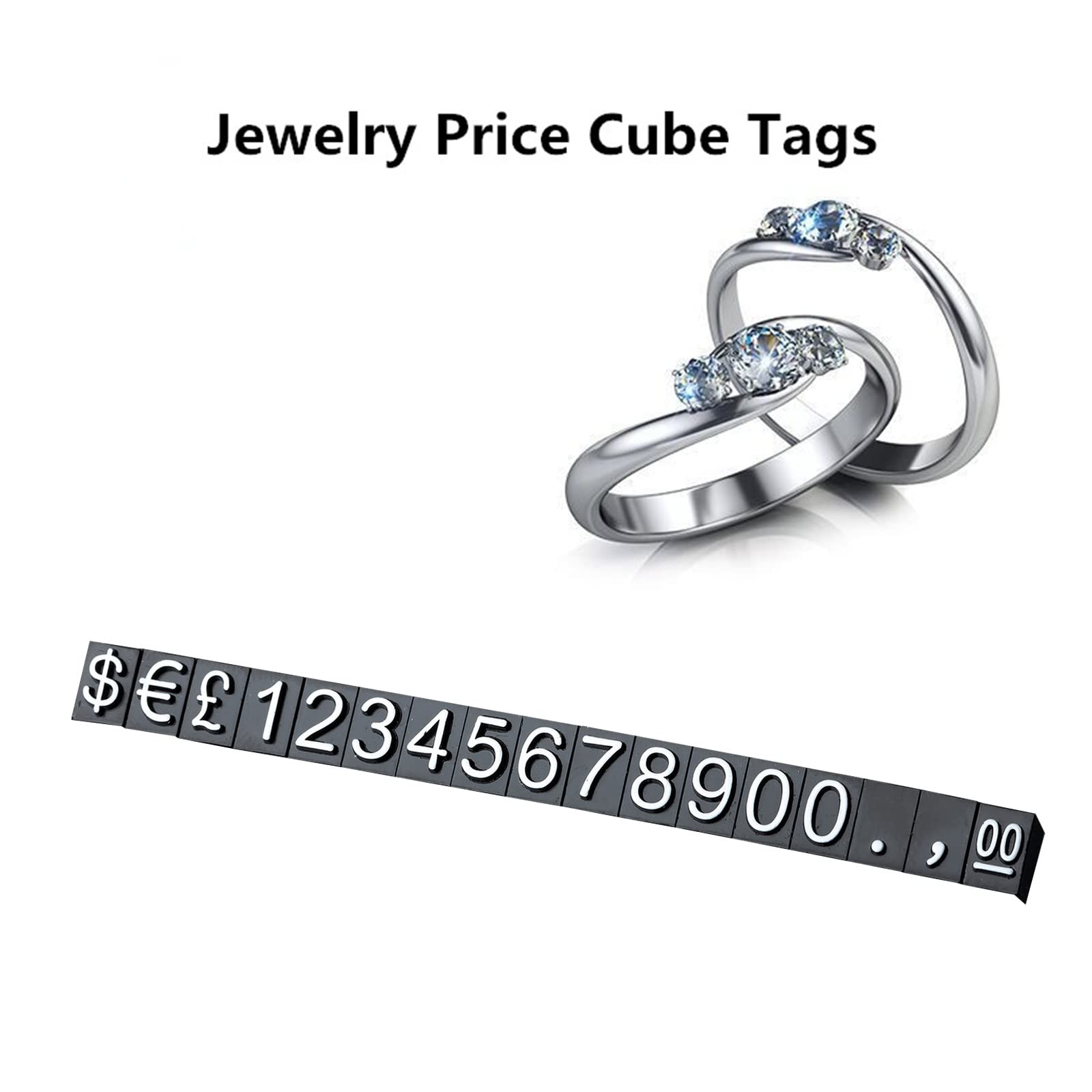 Price Tags, Pack of 10 Price Tag Numbers Letter Price Cube Display, Adjustable Numbers Letters Price Tag Stand Block Kit (1 - Image 2