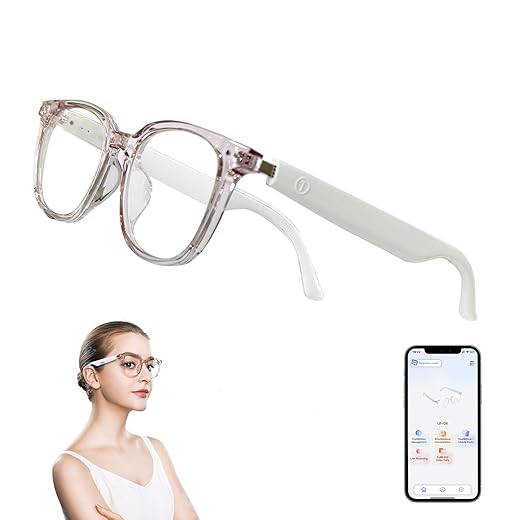 Smart Glasses for Women, AI Translation Bluetooth Glasses, Real-Time Translator, Open Ear Blue Light Filtering Lenses, Supports 165+ Languages, language translator for Traveling Learning(Clear)